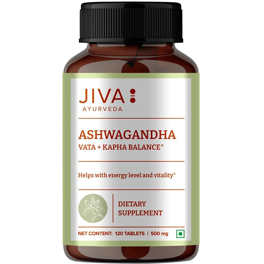 Jiva Ashwagandha Tablet | 100% Ayurvedic Formulation For Immunity And Energy Level | Helpful In Kapha & Vata Doshas- 120 Tablets (Pack Of 1)