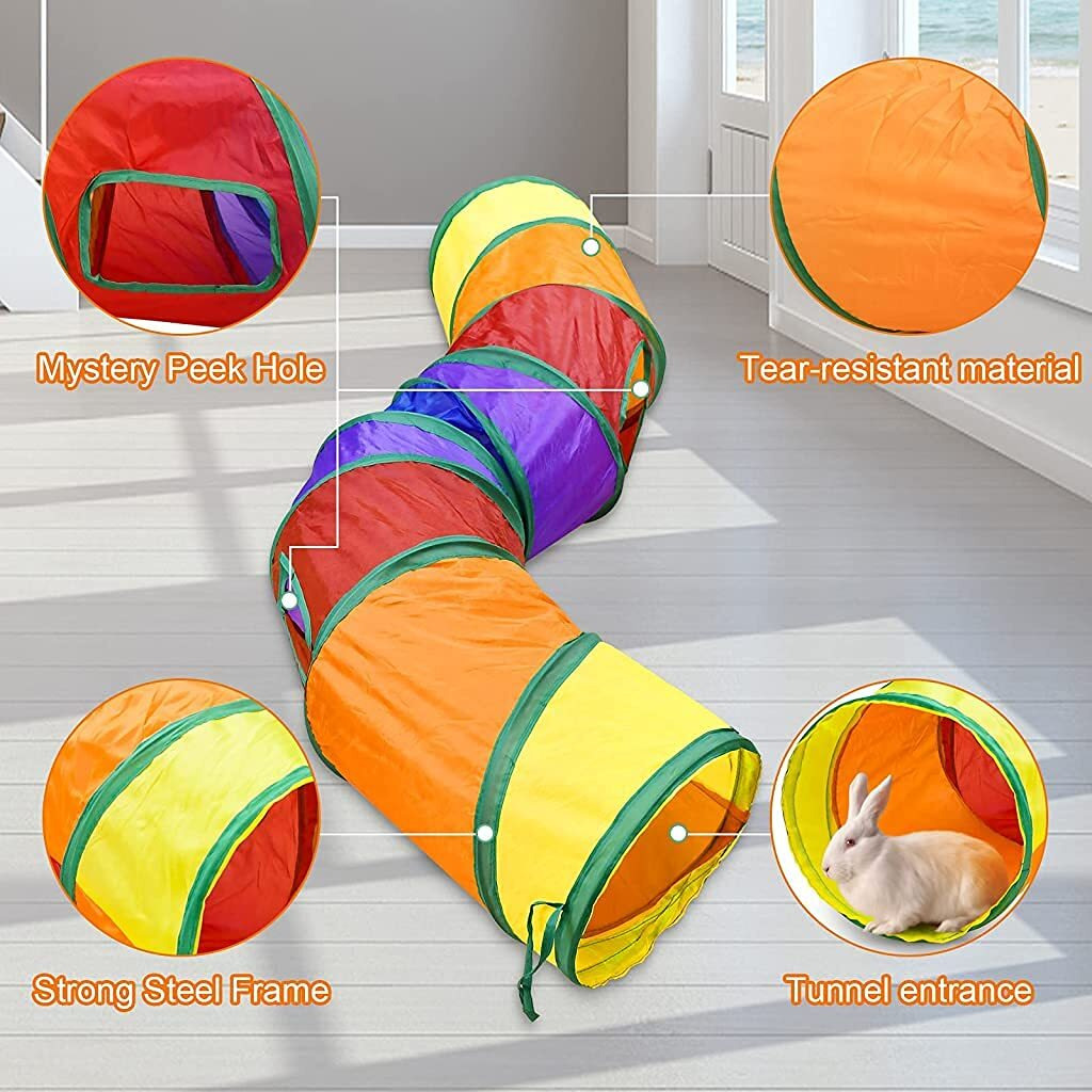 Qpets Cat Toys Cat Tunnel Pet Tube Collapsible Play Toy Indoor Outdoor Kitty Puppy Toys For Puzzle Exercising Hiding Training Toy (2 Way)