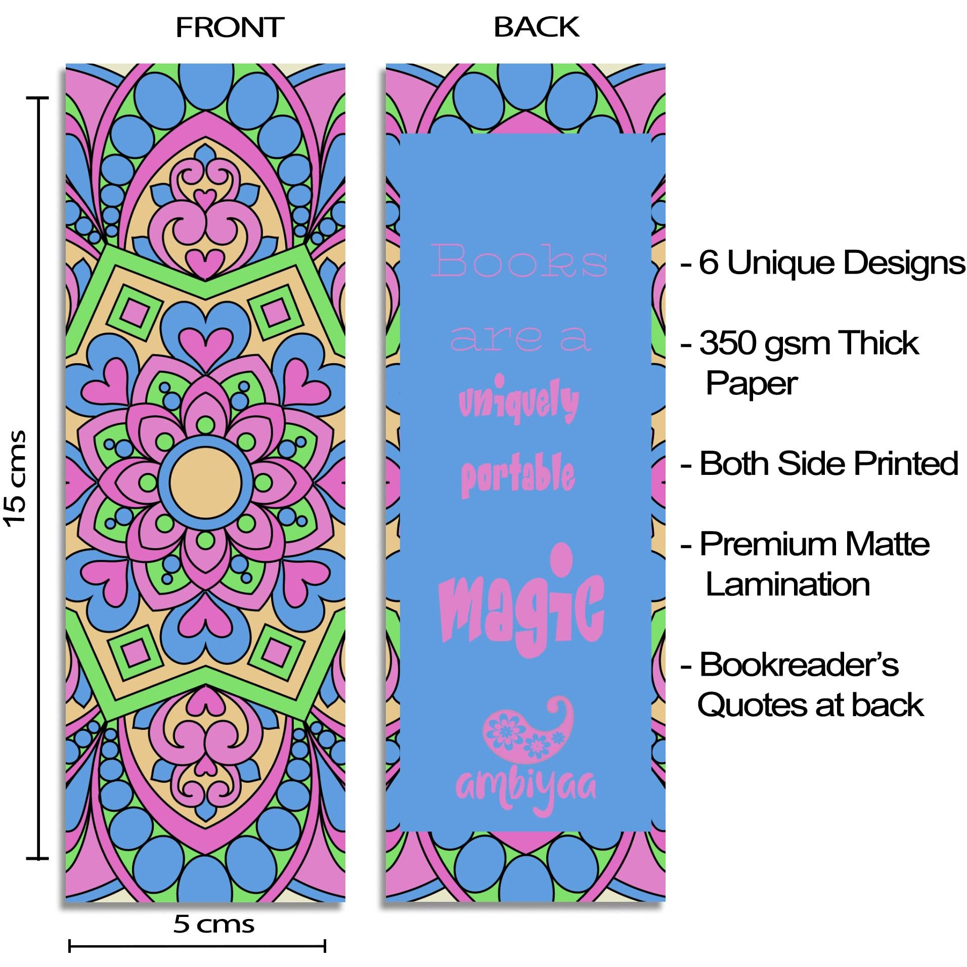 Ambiyaa Set Of 18 Handmade Mandala Bookmarks In Indian Colors