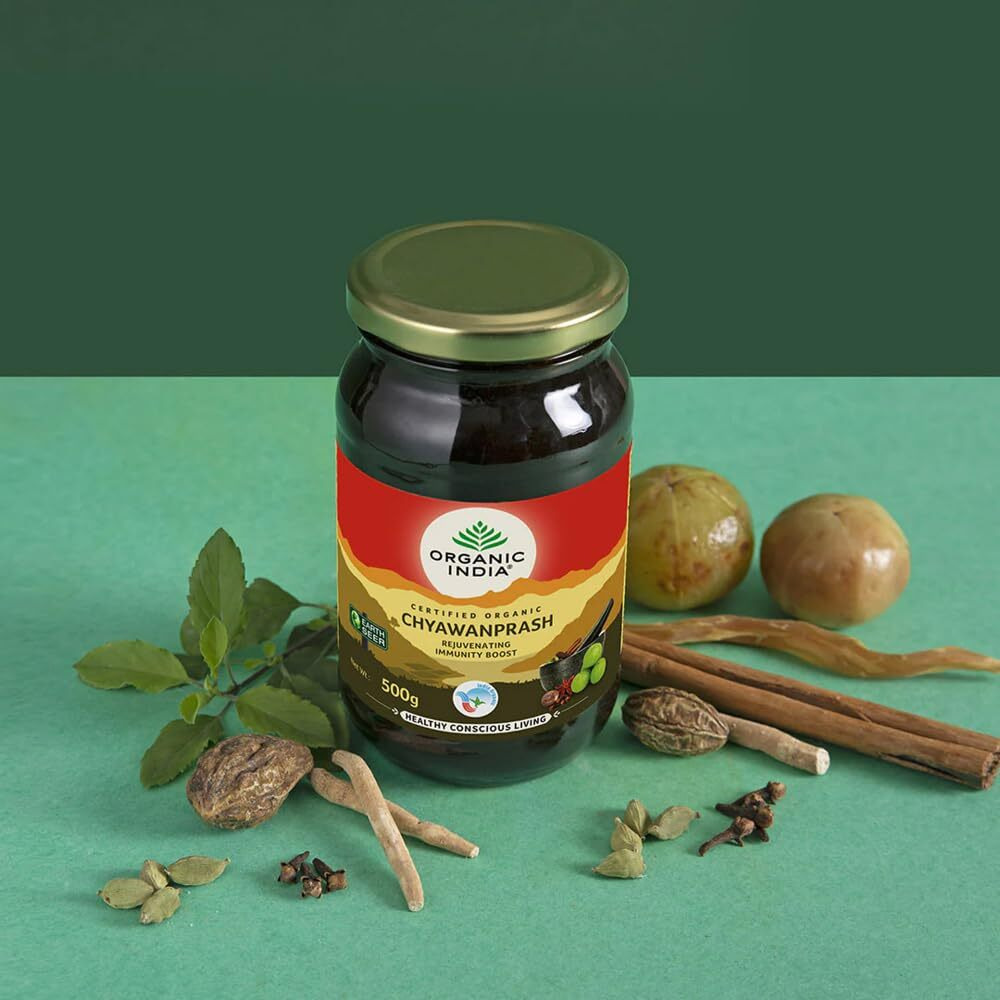 Organic India A Tata Product Chyawanprash - 500G, Ayurvedic Blend With Vitamin C, Boosts Immunity, Enhances Strength & Stamina, Supports Digestion, Promotes Healthy Skin & Hair, Relieves Cough & Cold
