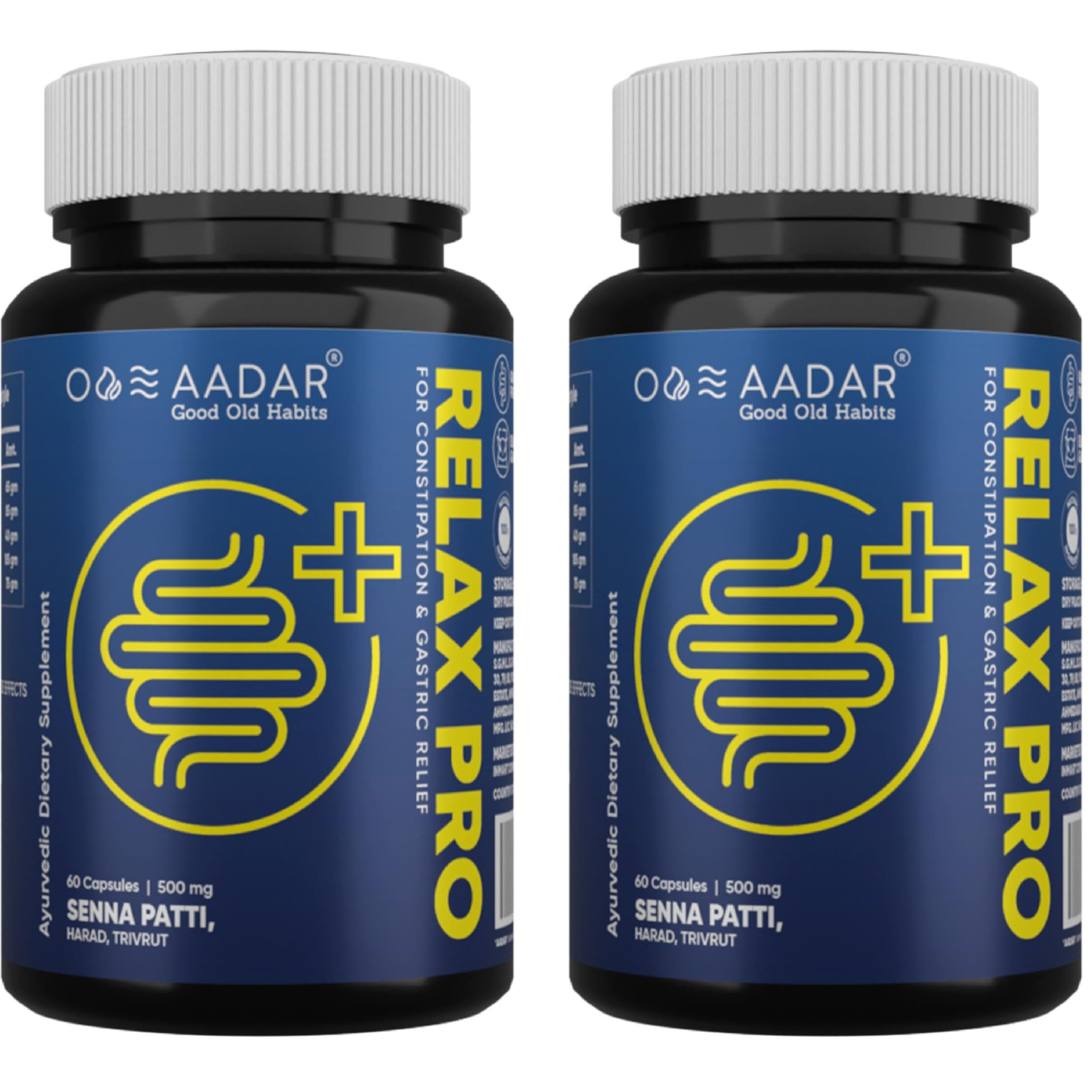 Aadar Relax Pro | Ayurvedic Natural Laxative For Fast Constipation Relief & Gastric Troubles | Improves Digestion & Regulates Bowel Movement | 60 Capsules (Pack Of 2)
