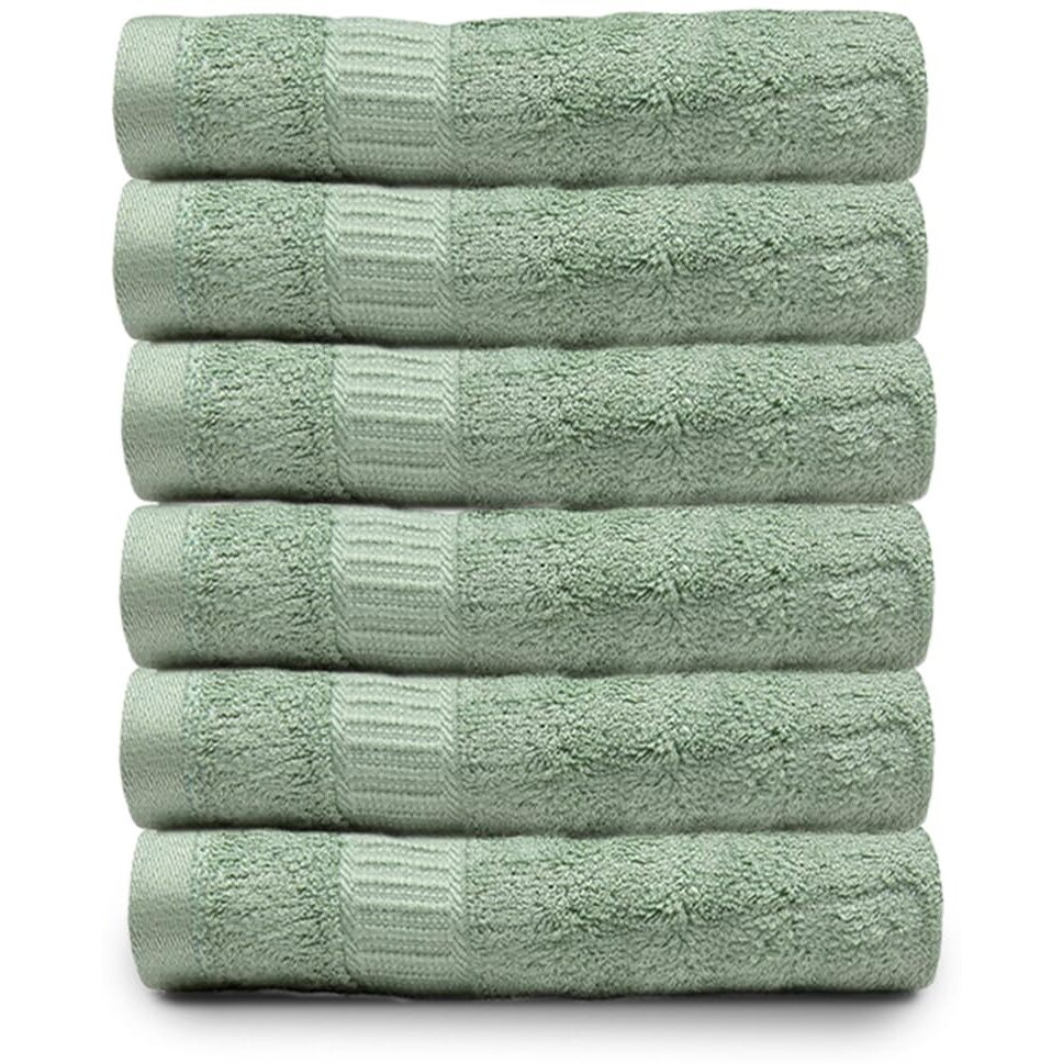 Mush Bamboo Hand Towels Set Of 6 | 100% Bamboo Gym Towel For Men/Women Workout | Ultra Soft, Absorbent & Quick Dry Towel For Gym, Travel, Sports And Yoga | 40 X 60 Cms | 600 Gsm (Green)