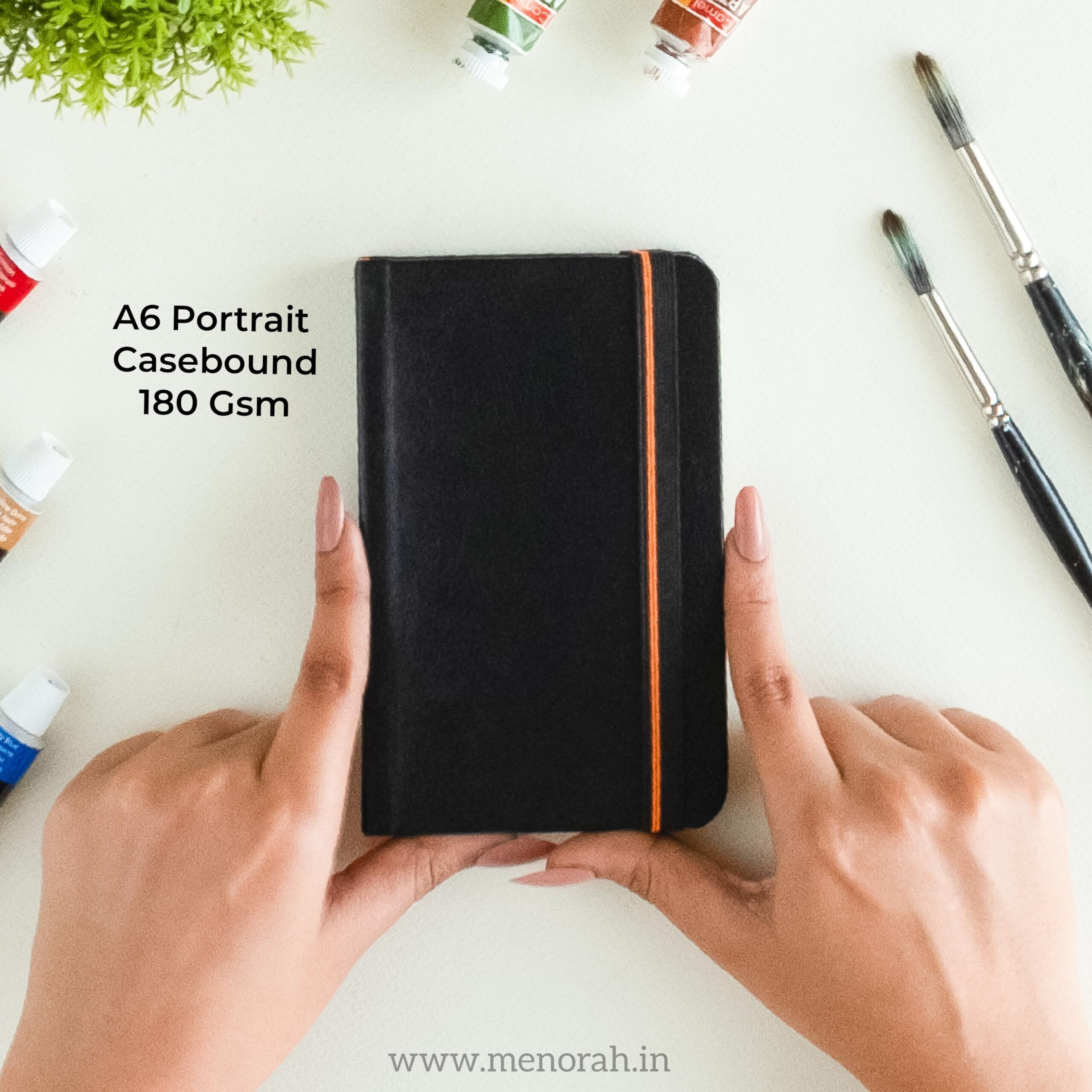 Menorah - Sketchbooks For Artists-A6-180 Gsm- (Pack Of 2 Combo )Pocket Size Sketchbook-(100 Pages/50 Sheets)-Drawing Book For Artists-(Size Landscape Sketchbook 10.5 Cm X 14.8 Cm & Portrait Sketchbook 14.8 Cm X 10.5 Cm)-Completely Handmade-Combo- Black