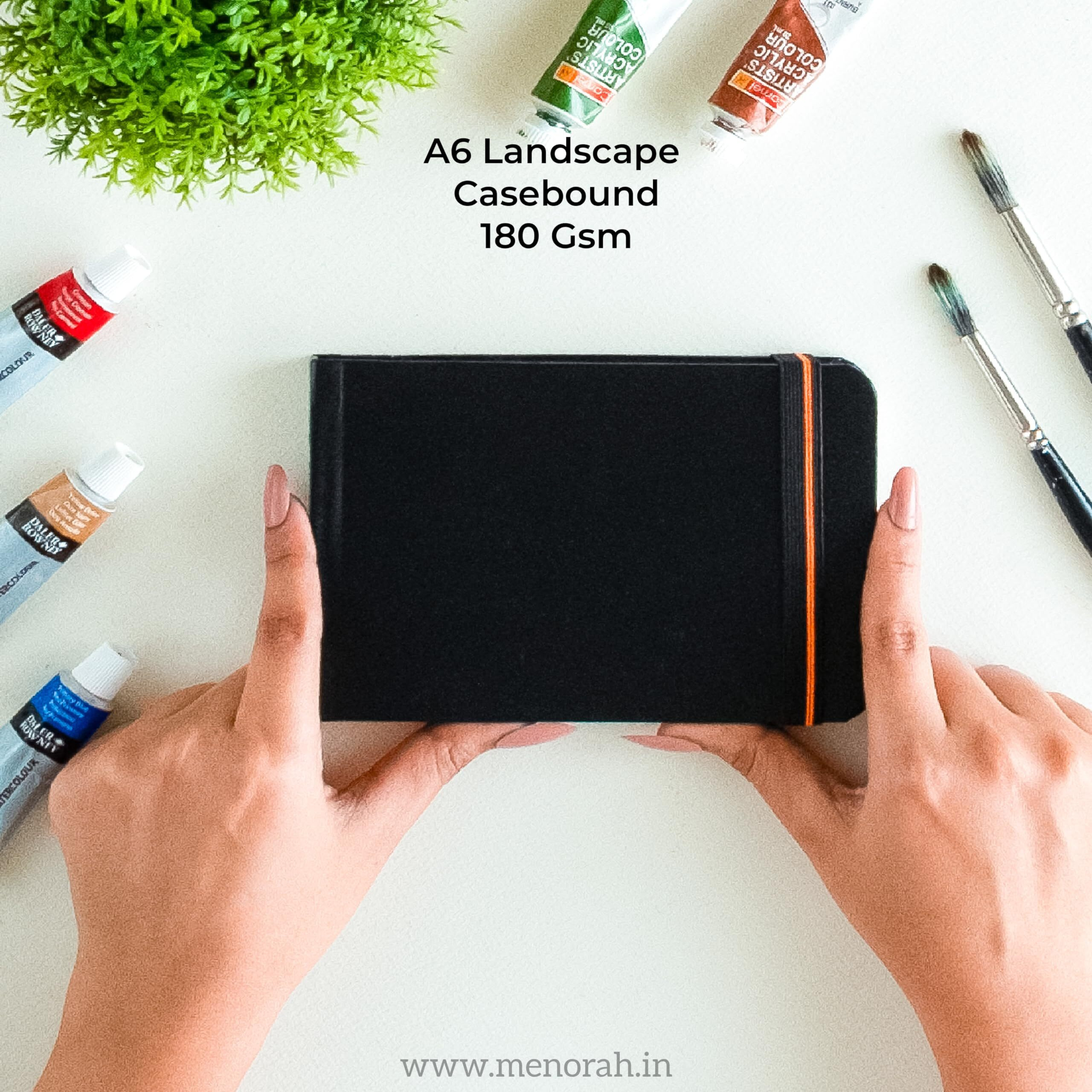 Menorah - Sketchbooks For Artists-A6-180 Gsm- (Pack Of 2 Combo )Pocket Size Sketchbook-(100 Pages/50 Sheets)-Drawing Book For Artists-(Size Landscape Sketchbook 10.5 Cm X 14.8 Cm & Portrait Sketchbook 14.8 Cm X 10.5 Cm)-Completely Handmade-Combo- Black