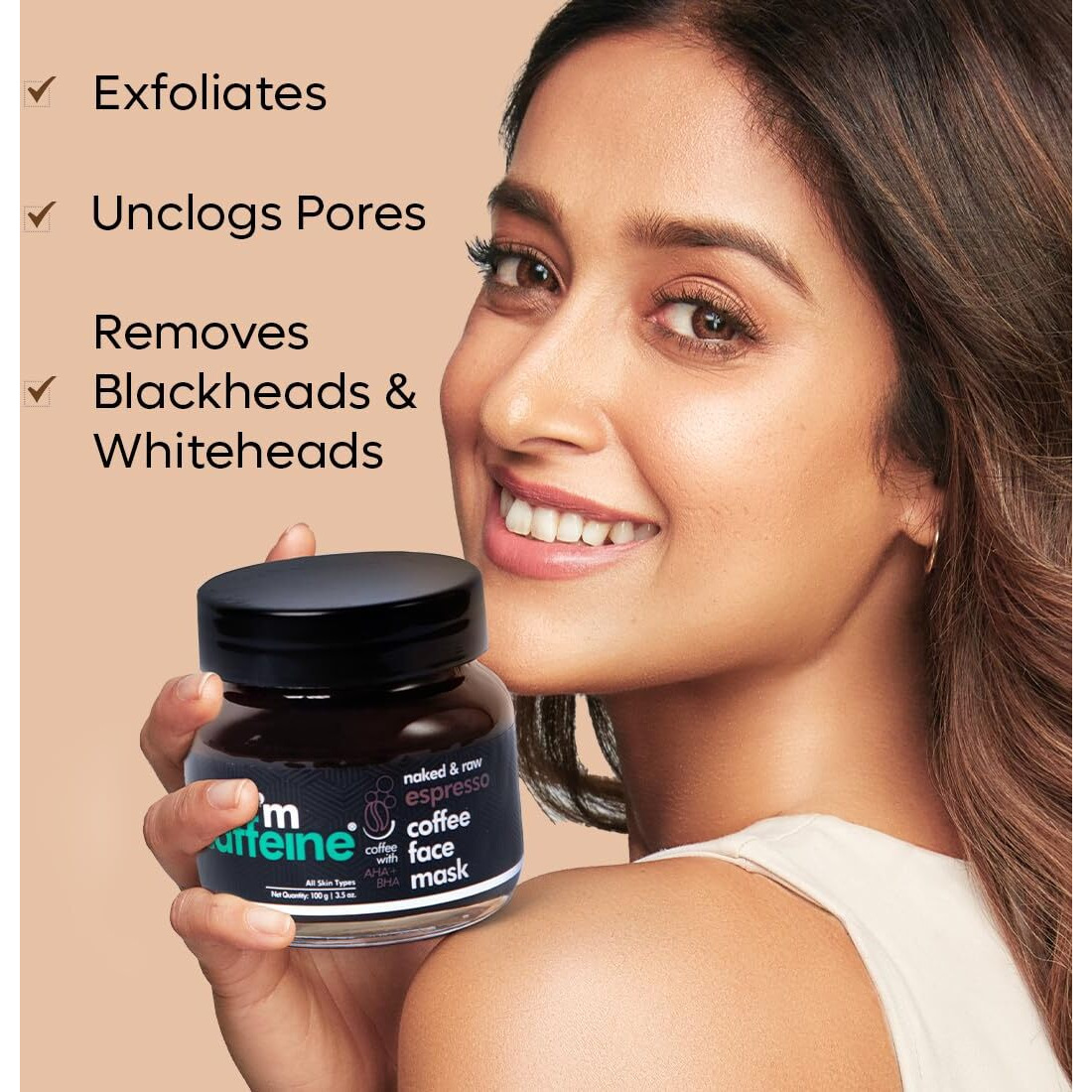 Mcaffeine Exfoliating Coffee Face Pack For Glowing Skin | Face Mask With Natural Aha For All Skin Types | Removes Blackheads, Whiteheads & Dirt (100Gm)