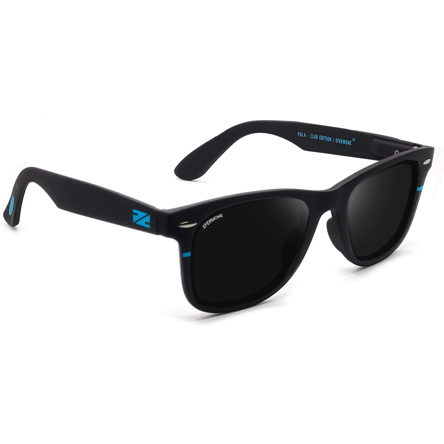 Efermone Unisex Wayfarer Polarized Sunglasses 100% 400Nm Uv Protection For Outdoor Travelling Sports Bikes Cars Driving And Hiking With Tac Impact Resistant Lens (Pola-Club Edition) (Black Torch)