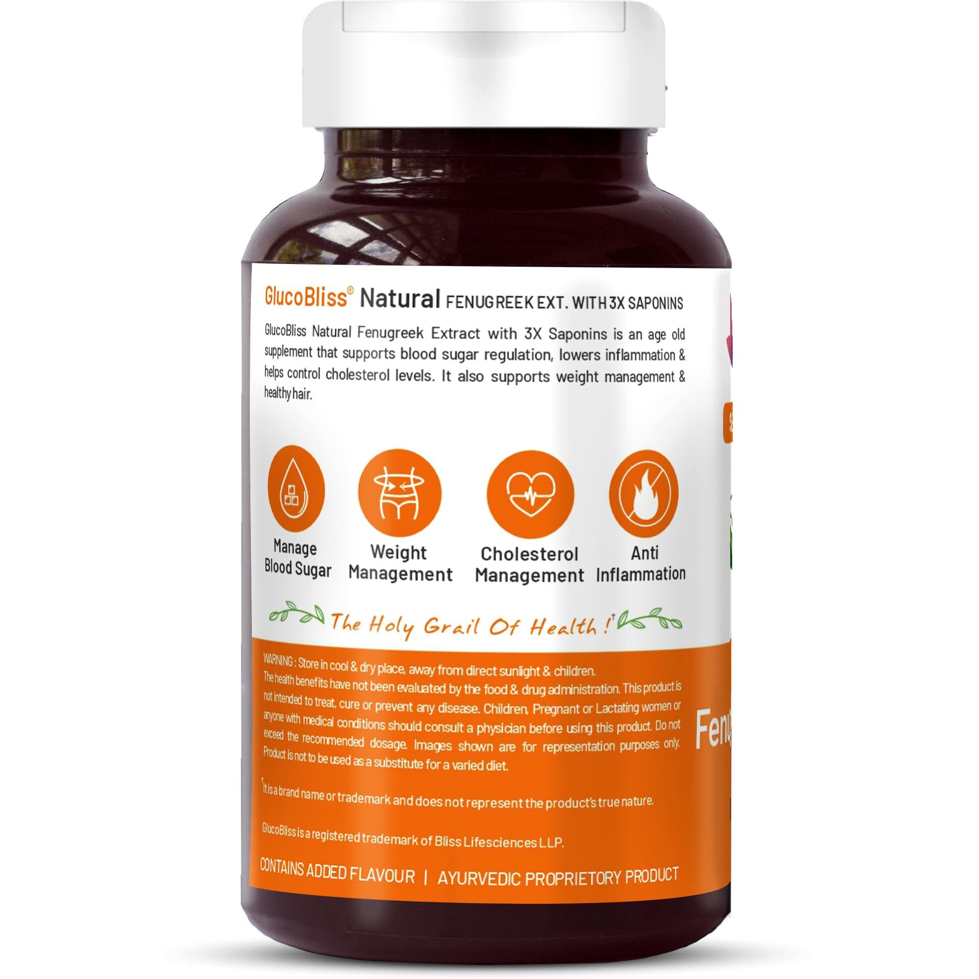 Bliss Welness Pure Fenugreek Extract With 3X Saponins 1000Mg Ayurvedic Herbal Supplement - 60 Vegetarian Capsules