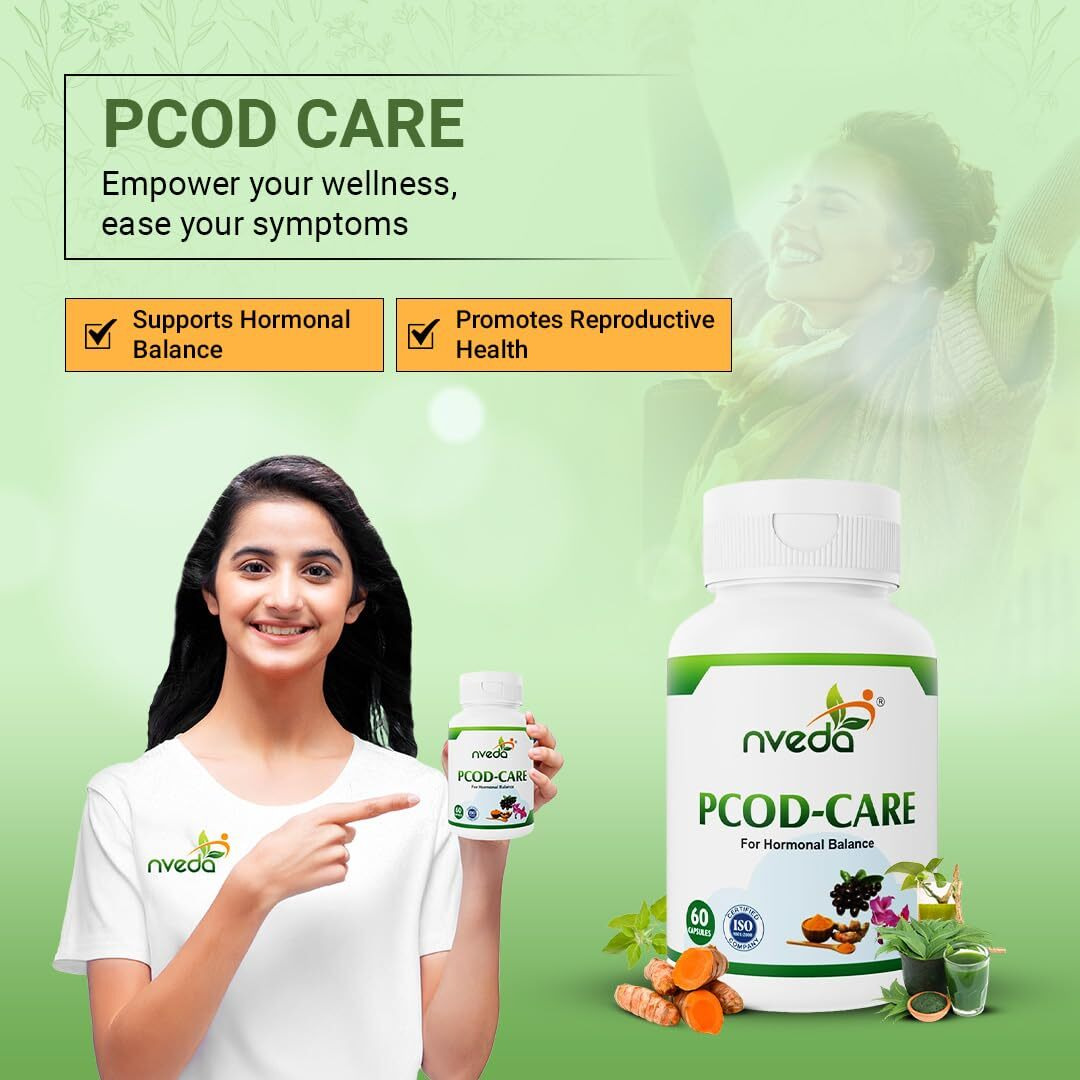 Nveda Ayurvedic Herbs Based Pcos/Pcod Care Tablets, Pcos Supplements For Women Regular Menstrual Cycle & Hormonal Balance (60 Capsules)