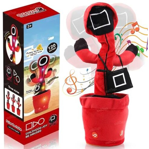 Zest 4 Toyz Musical Talking Squid Cactus Dancing Music Game Toys Wriggle Singing & Repeats What You Say Funny Educational Sound Toys For Kids (Pack Of 1) - Red