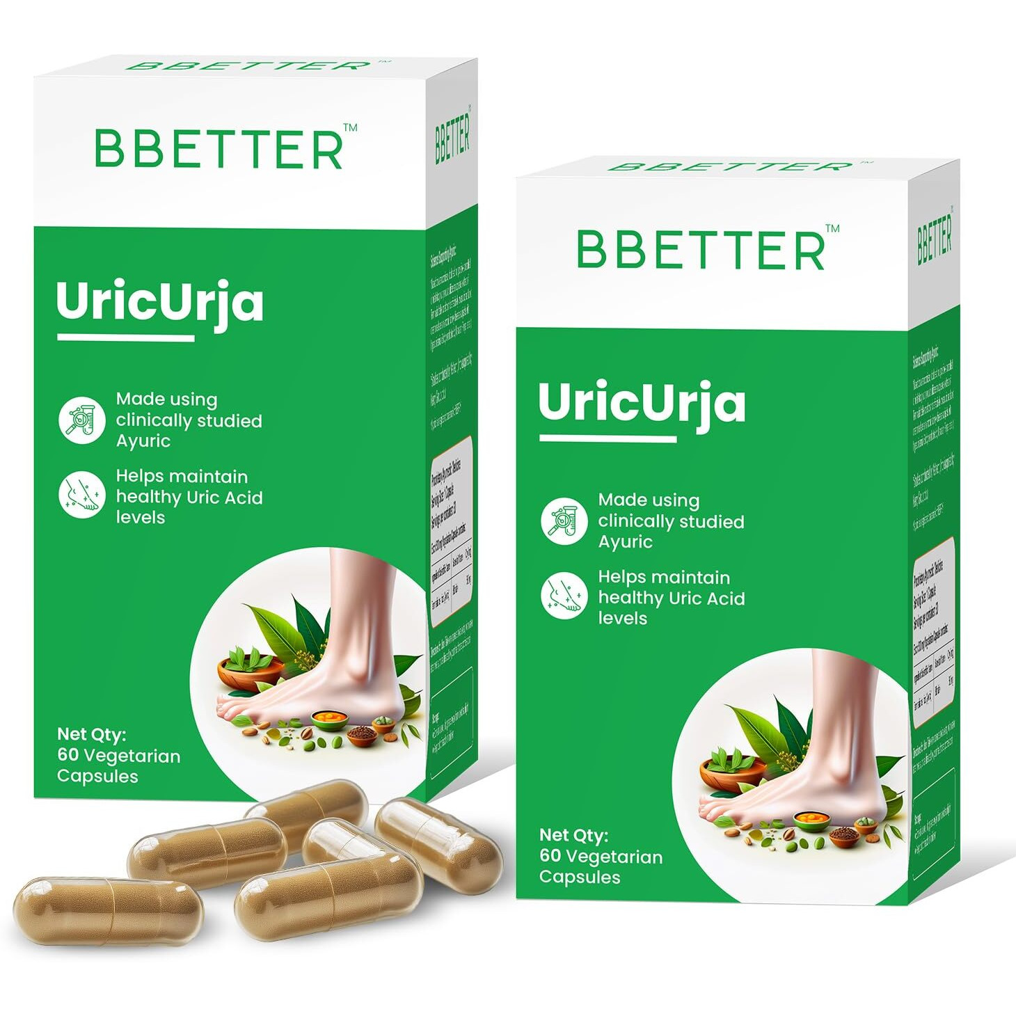 Bbetter Uricurja - Lab Tested Ayurvedic Medicine For Uric Acid Levels Management | Gout Pain Relief Medicine | 120 Capsules For Healthy Uric Acid Levels