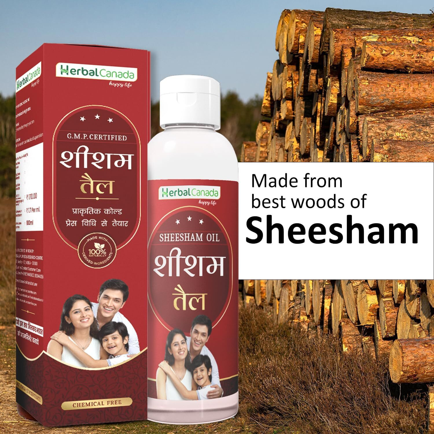 Herbal Canada Sheesham Tail 50Ml- Natural Oil For Joints & Muscles, Reduces Swelling, Relieves Pain, Promotes Flexibility & Comfort, Ayurvedic Remedy For Wellness Pack Of 3