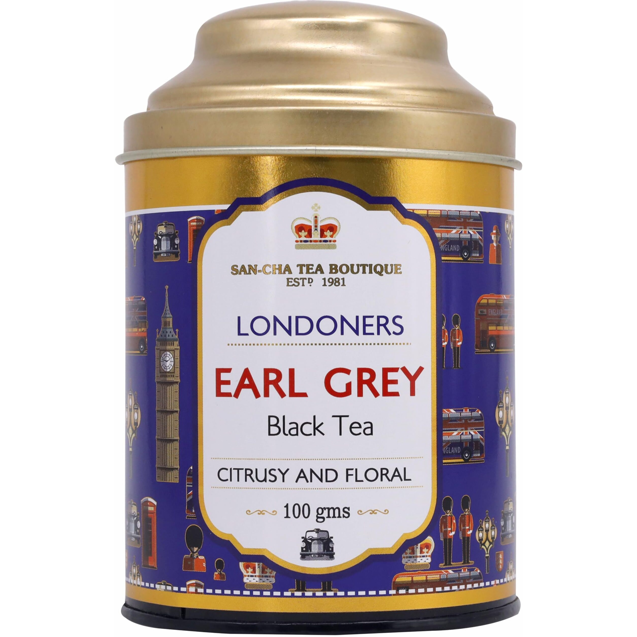 San-Cha Tea Boutique Londoners Darjeeling Tea Earl Grey Tea(50 Cups+)Bergamot Fruit Tea, Citrus & Floral Notes, Leaf Tea, Golden Orange Pekoe Tea, 100 Grams