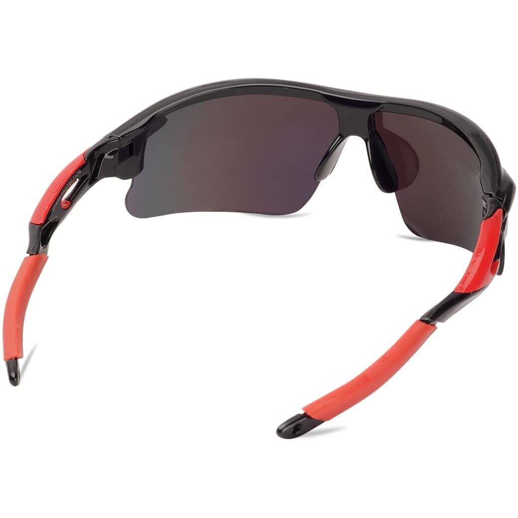 Roshfort Mens Sports Sunglasses Uv Protection Sunglass For Men Riding Cricket Cycling Running Driving Fishing Glasses (A-2,Black-Red Multicolour),Non-Polarized