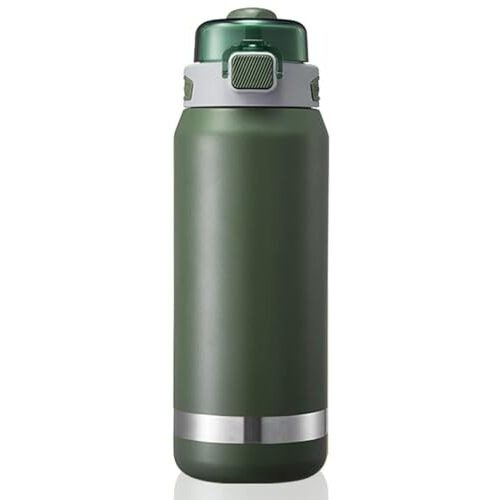 Boldstuff 1.5 Liter Water Bottle Insulated Stainless Steel | Large Sports Thermos For Hot & Cold Water | Thermosteel Bottle For Gym, Travel, Office & Outdoor | Anti-Slip Base,Carry Handles, Green