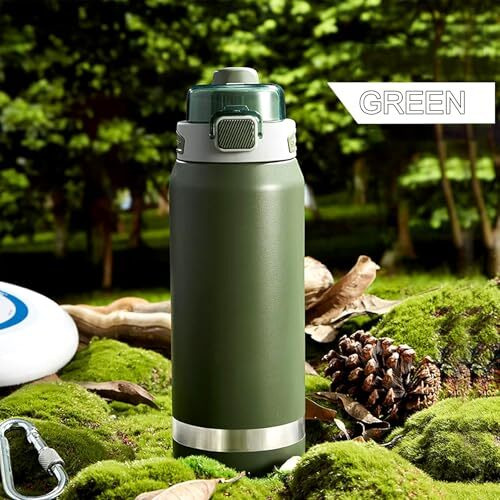 Boldstuff 1.5 Liter Water Bottle Insulated Stainless Steel | Large Sports Thermos For Hot & Cold Water | Thermosteel Bottle For Gym, Travel, Office & Outdoor | Anti-Slip Base,Carry Handles, Green