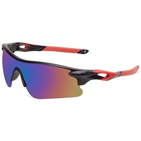 Roshfort Mens Sports Sunglasses Uv Protection Sunglass For Men Cycling Running Driving Fishing Glasses (A-2,Red,Black),Non-Polarized