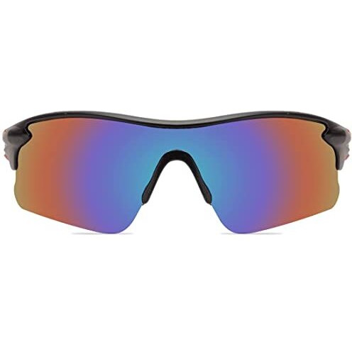 Roshfort Mens Sports Sunglasses Uv Protection Sunglass For Men Cycling Running Driving Fishing Glasses (A-2,Red,Black),Non-Polarized