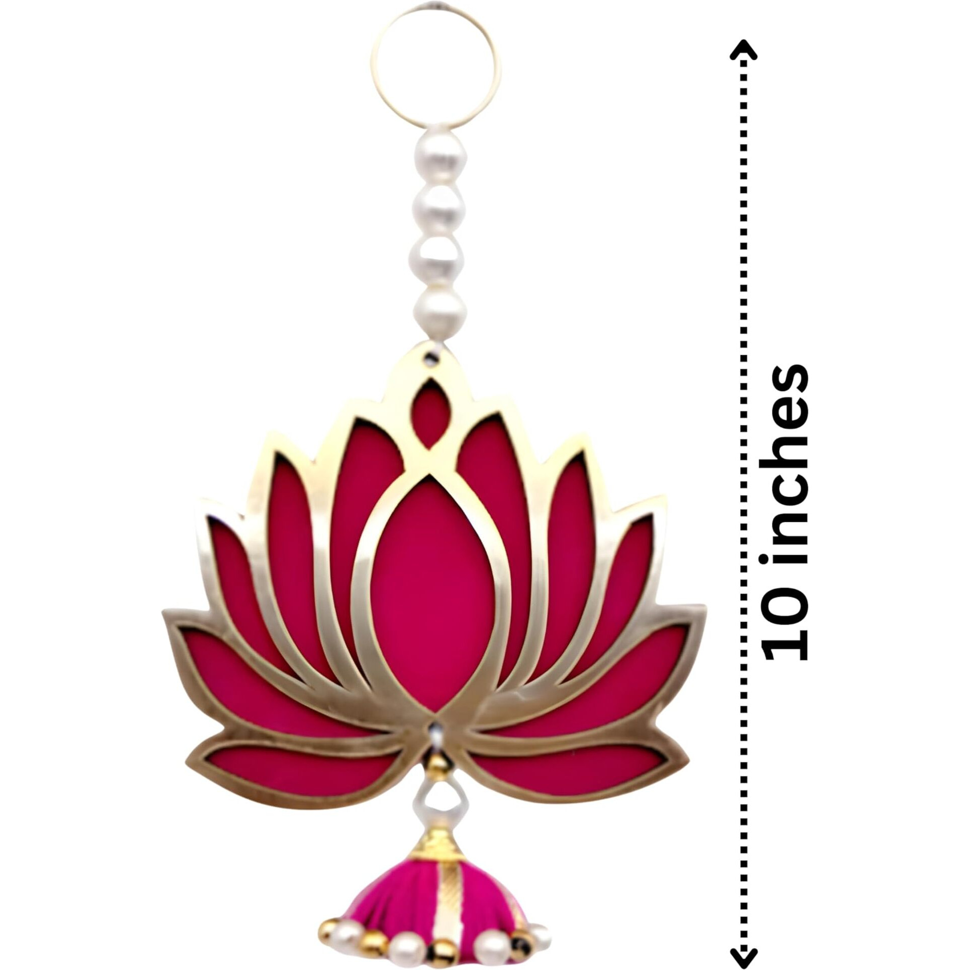 Rr Crafts Velvet Handmade Wall Decor Lotus (06 Pcs- Pink) With Jhumki Style Hanging For Home Decor,Diwali Decor,Wedding And All Festival Decor | Lotus Hangings For Ganpati Decoration
