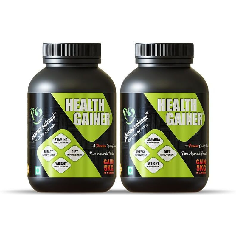 Pharma Science Ayurvedic Weight Gainer Supplement Powder For Men & Women - Increase Stamina, Muscle Mass Bulk & Overall Wellness | Natural Protein & Carbs | Health Gain | High Calories - 100Gm Pack 2