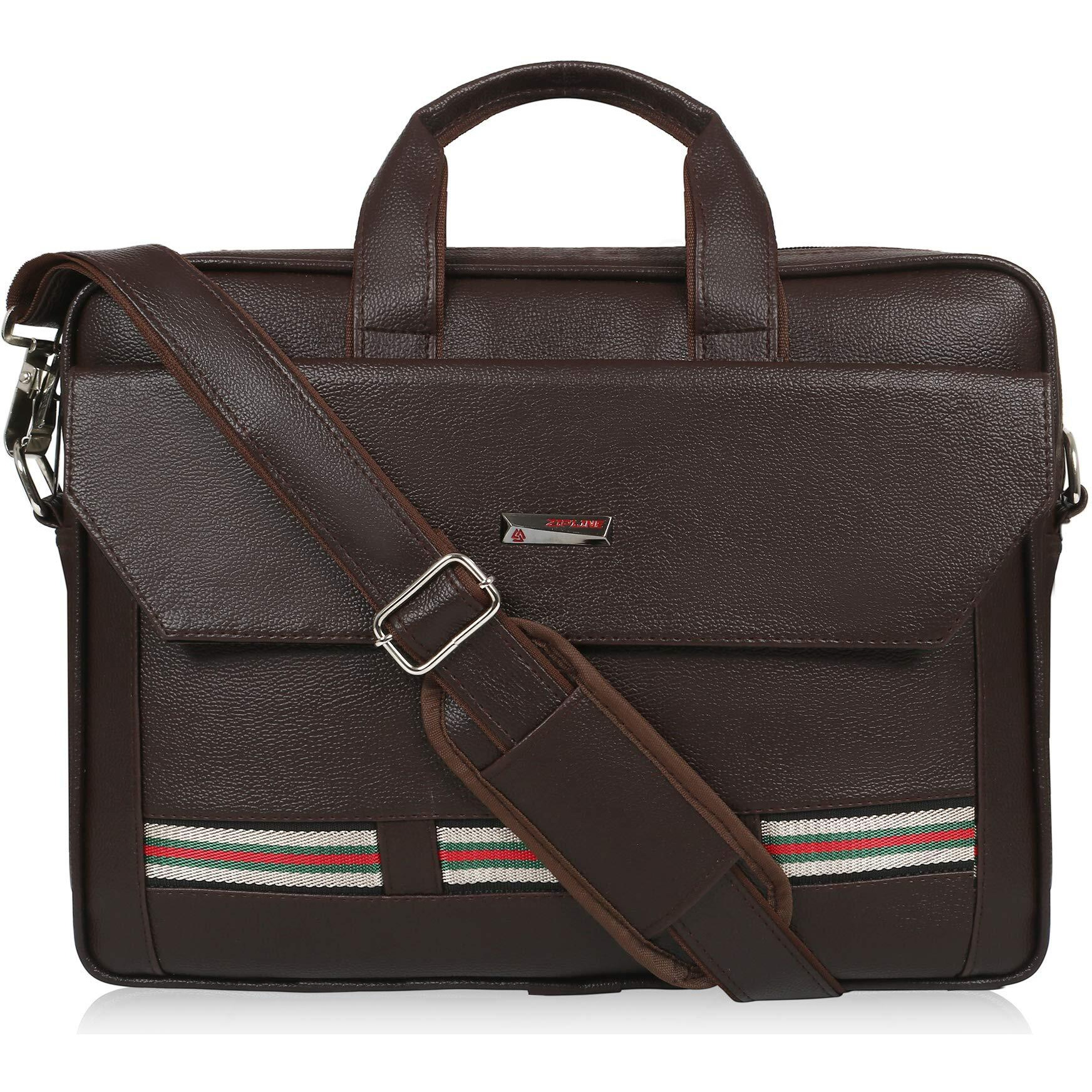 Zipline Office Faux Leather Laptop Bag For Men - Fits 14/15/15.6 Inch Laptop/Tablet Messenger Bags For Mens (1-Brown Bag)