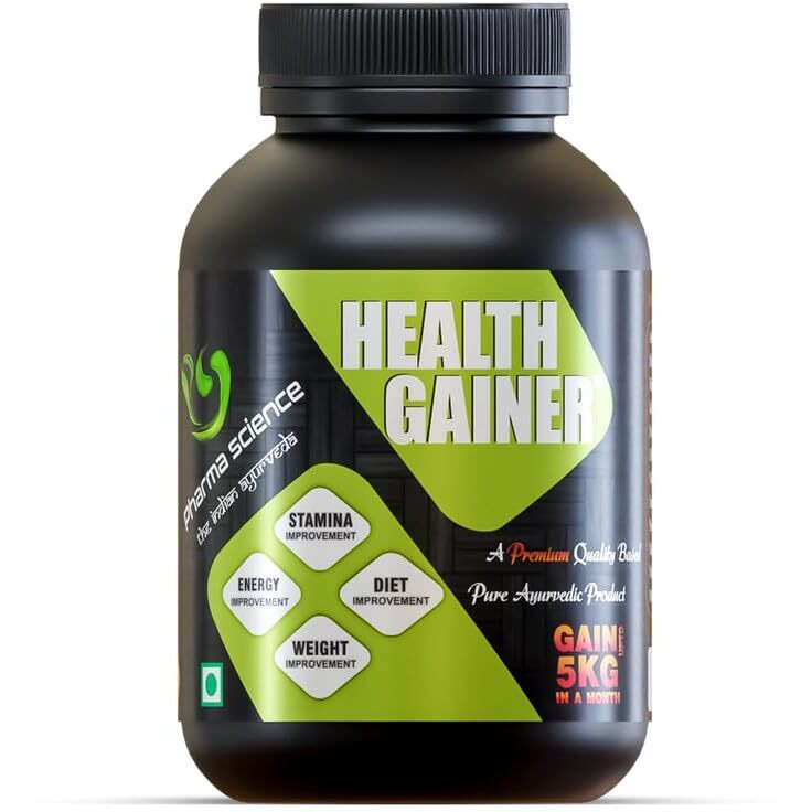 Pharma Science Ayurvedic Weight Gainer Supplement Powder For Men & Women - Increase Stamina,Muscle Mass Bulk & Overall Wellness|Natural Protein & Carbs|Health Gain|Pack 1,1 Count,200 Grams