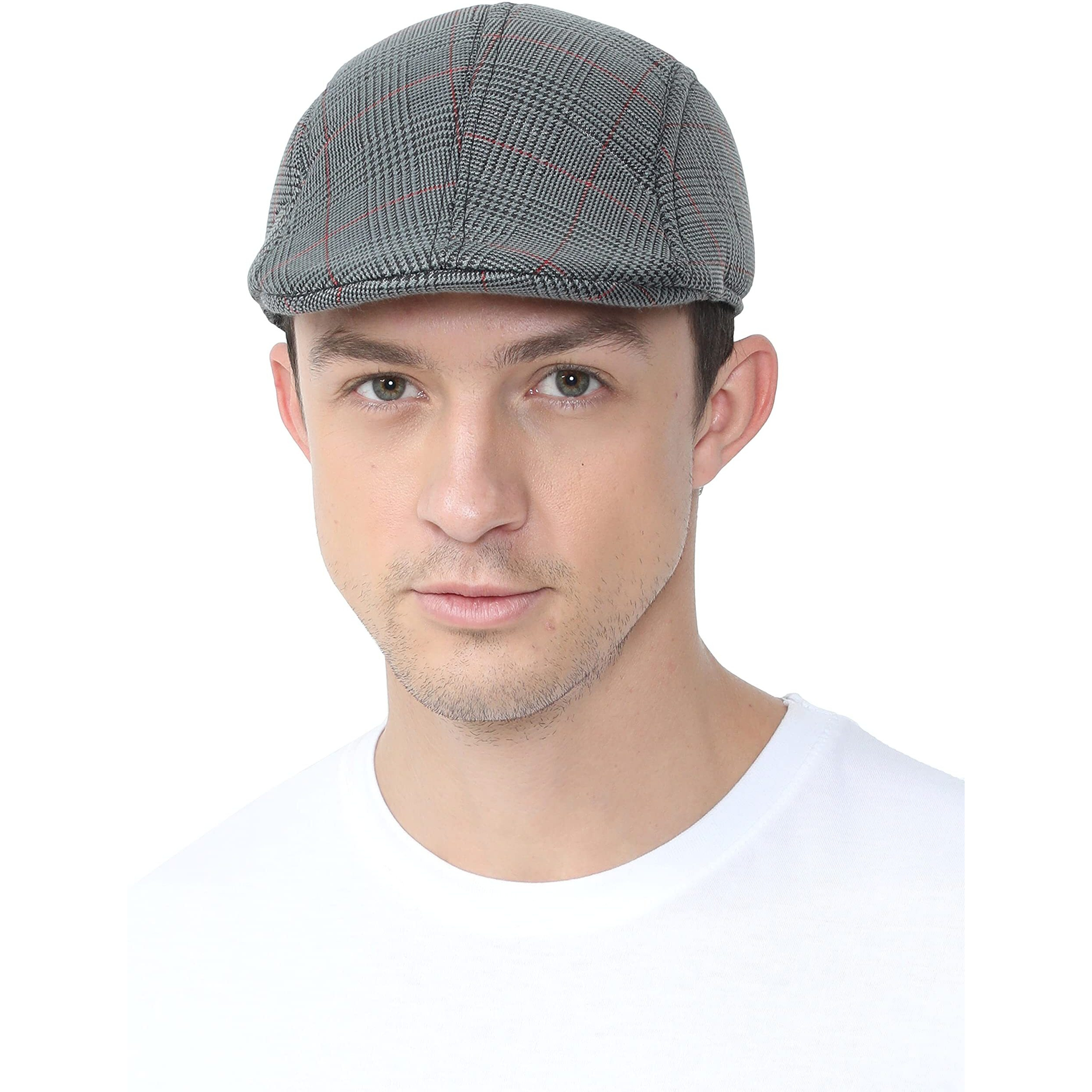 Fabseasons Checkered Casual Golf Flat Cotton Caps & Hats For Mens Dark Grey, Free Size