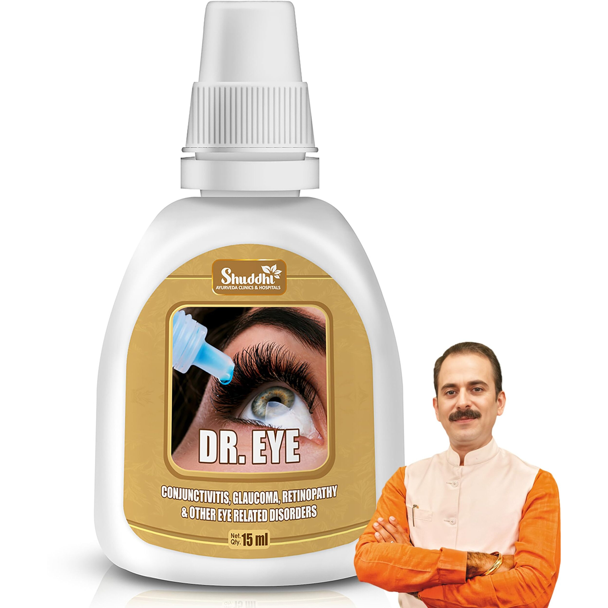 Shuddhi Ayurveda Dr. Eye Drops - Refreshing Herbal Eye Drops For Tired Eyes | Ayurvedic Eye Drops For Regular Use | Gentle & Natural Care For Redness, Dryness & Clarity, 15Ml
