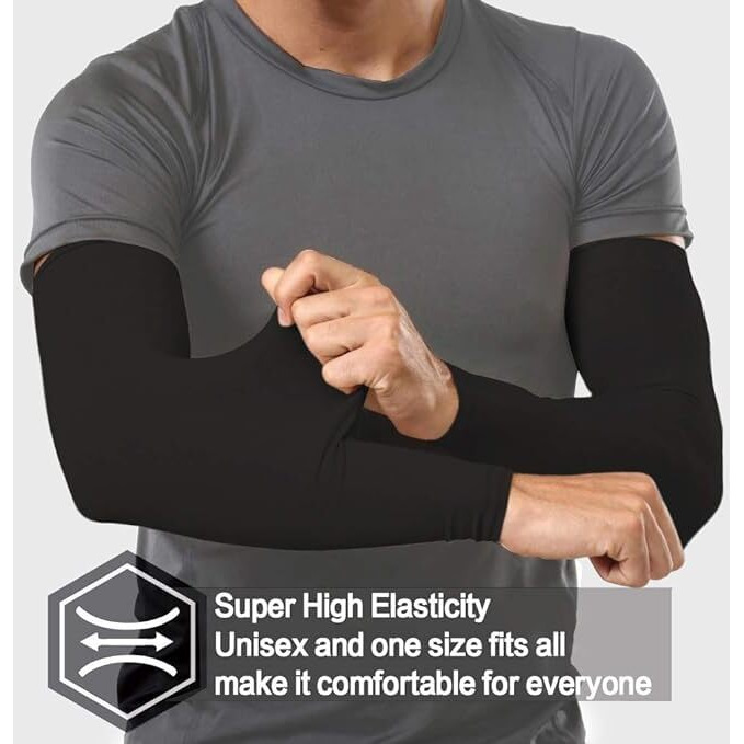 Shirsh Uv Protection Cooling Men And Women Arm Sleeves Compression Sun Sleeves For Men Women Youth, Sports, Cricket, Hand Gloves For Men And Women, Tattoo Cover-Up, Upf 50-2 Pair (Blue & Grey)