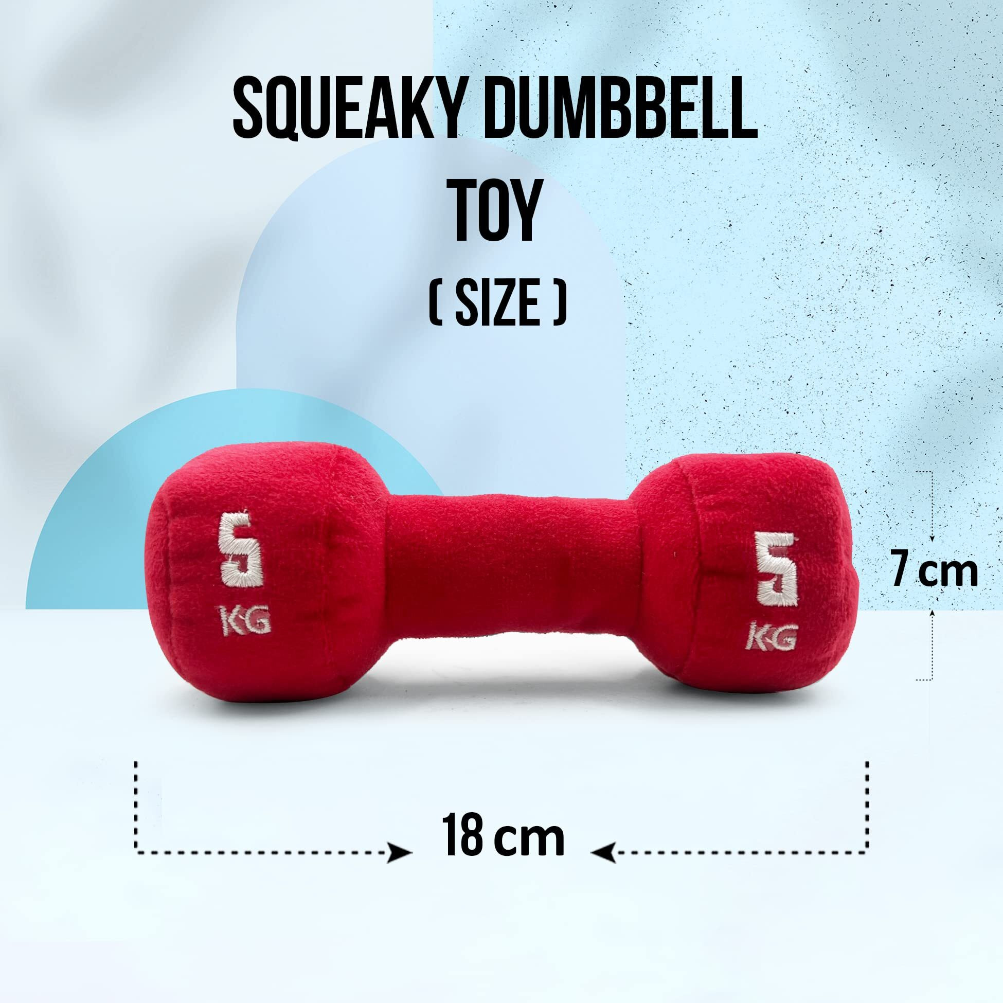 Goofy Tails Dog Toys | Gym Series Red Dumbbell Plush Toys For Dogs | Dog Toys For Puppies | Dog Squeaky Toy| Soft Toys For Dogs And Puppies| Pet Toys For Dog| Squeaky Toy For Dogs (Red)