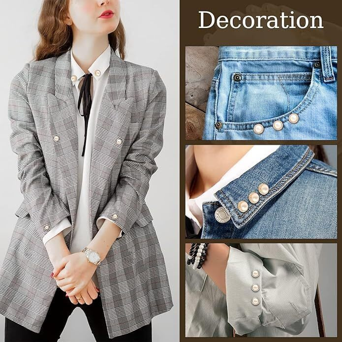 Mojibe New 30Pcs Pearl Buttons Brooch Cover Up Brooch Pins Mini Safety Shirt Buttons For Cardigan, Saree, Dress, Hats, No Sew & Removable (Multi Design)