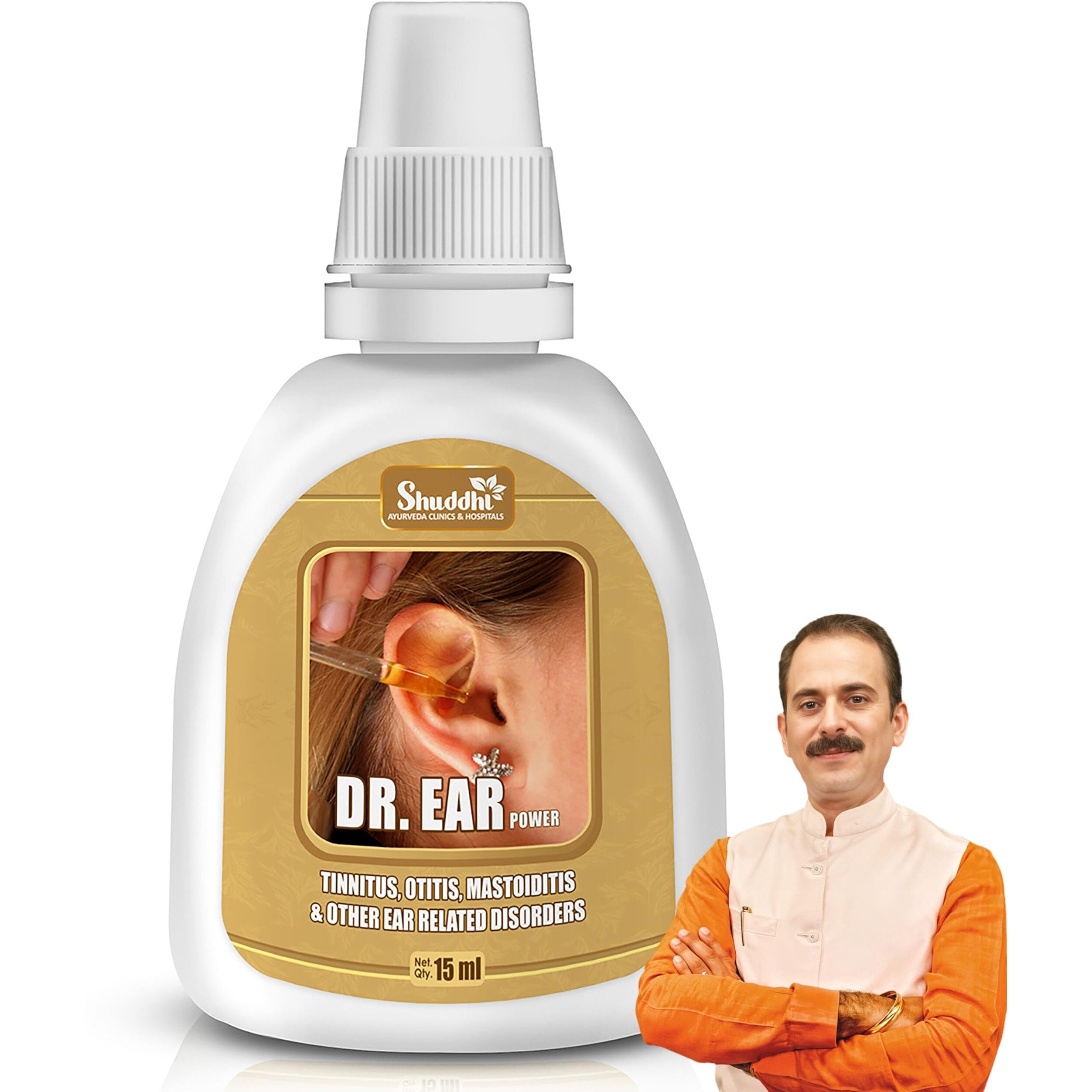 Shuddhi Wellness Dr. Ear Oil/Drops | Antifungal And Antibacterial Ear Oil | 100% Ayurvedic Ultra Premium Oil For Ear Imbalance & Insomnia Related Syndromes, 15Ml