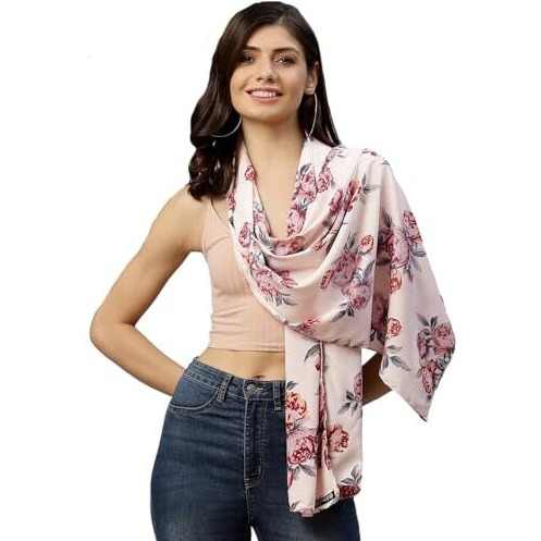 Weavers Villa Cotton Blend Printed Summer Scarves Stole For Women Sun Protection Cotton Face Scarf For Girls (Multi-4), 55Cm X 175Cm