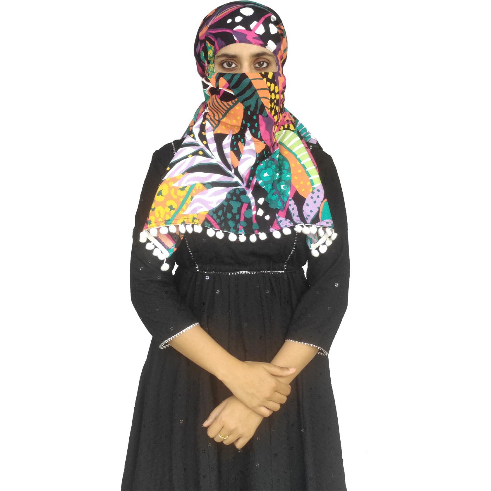 Switchon Rayon Mill Dye Innovative Scarf Hijab For Women With Closer Hook And Loop Tape Size Adjustable -Scoty Scarf (Multi)