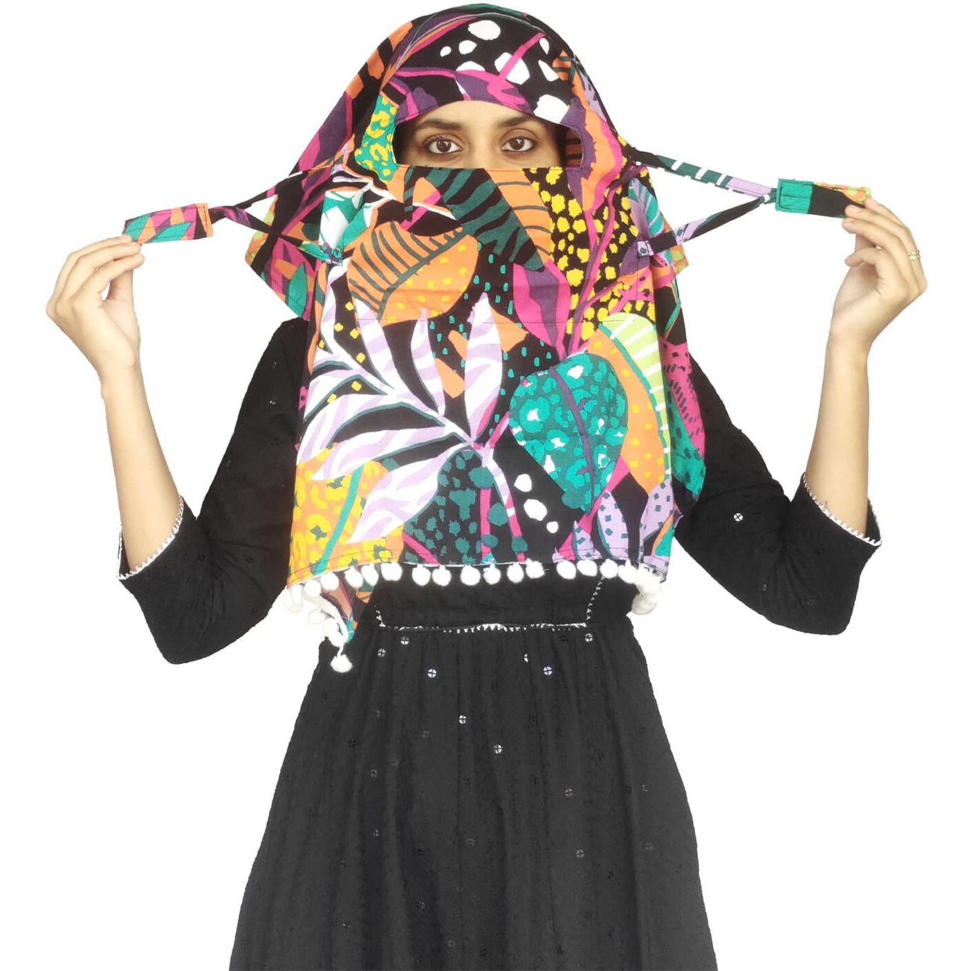 Switchon Rayon Mill Dye Innovative Scarf Hijab For Women With Closer Hook And Loop Tape Size Adjustable -Scoty Scarf (Multi)