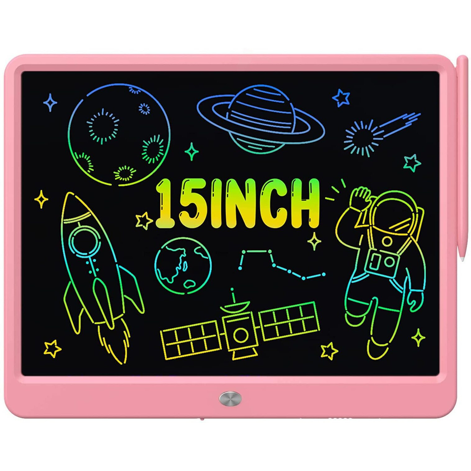 Proffisy Lcd Writing Tablet 15 Inches Colorful Screen Drawing Pad, E-Writing And Scribbler Boards For Kids, Electronic Educational Learning Toys For 3-12 Year Old Girls Pink, Colorful Screen
