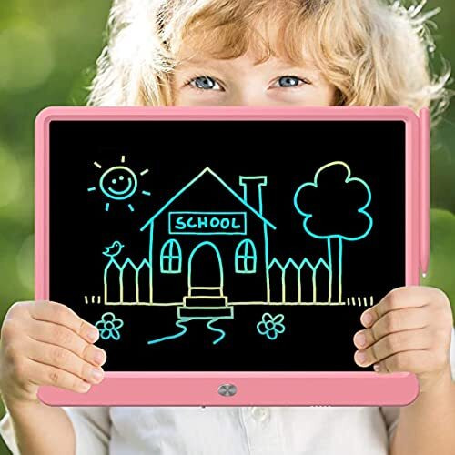 Proffisy Lcd Writing Tablet 15 Inches Colorful Screen Drawing Pad, E-Writing And Scribbler Boards For Kids, Electronic Educational Learning Toys For 3-12 Year Old Girls Pink, Colorful Screen