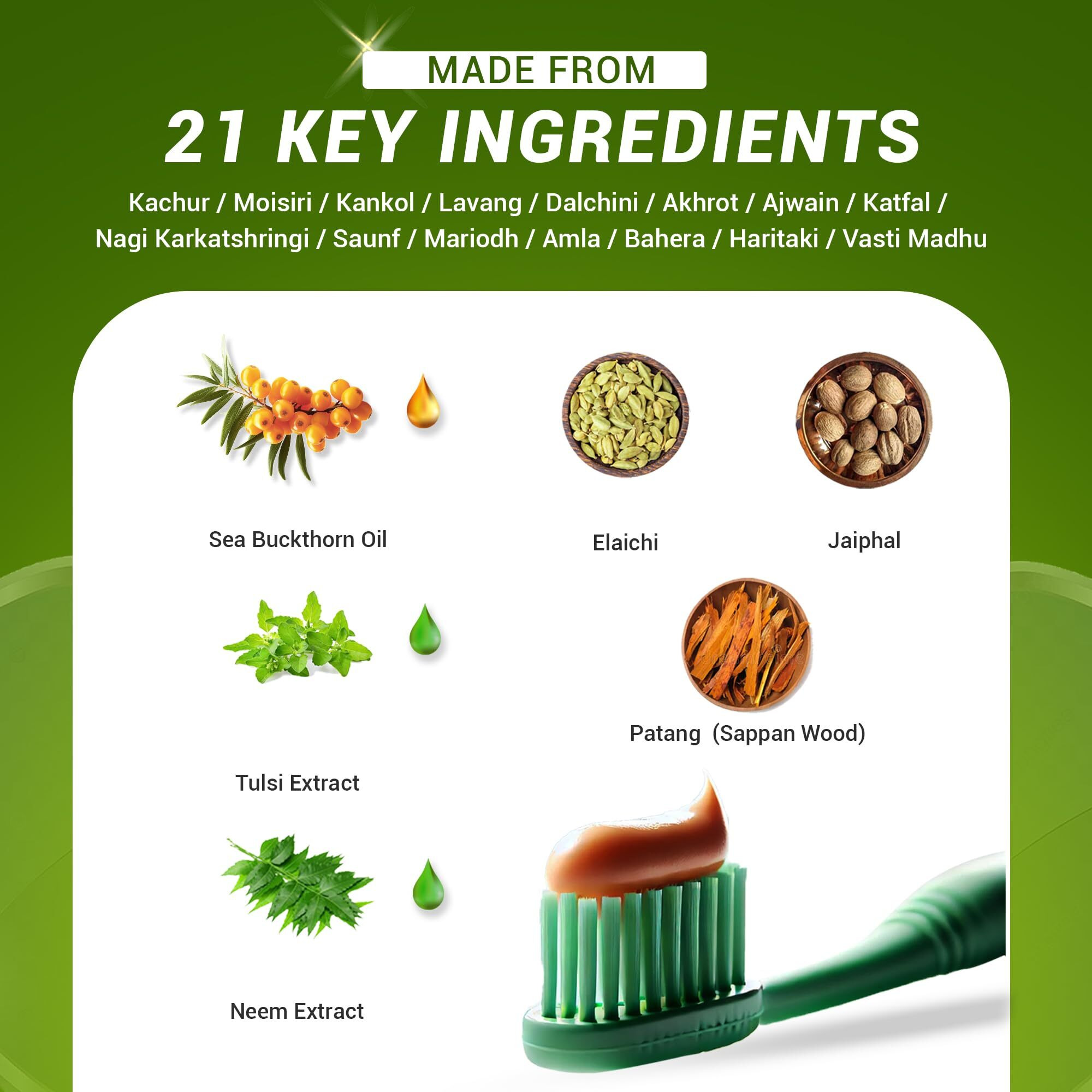 Ayuzera Dentowin Ayurvedic Herbal Gum Care Toothpaste With Himalayan Seabuckthorn, Tulsi And Neem, Teeth Whitening - Natural Formula, No Fluoride(100Gm, Pack Of 1)
