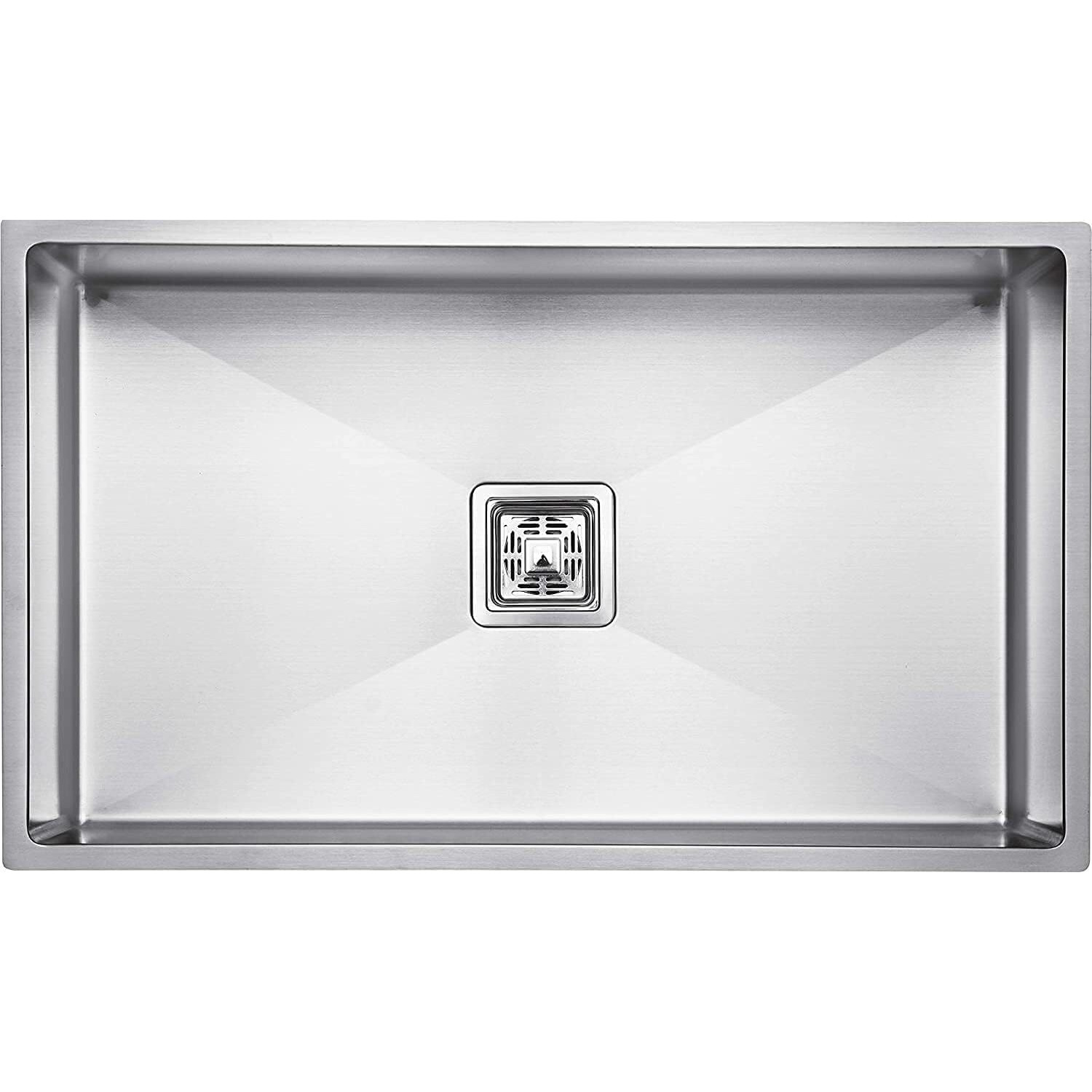 Evanex 27 X 20 X 10 Inches Handmade Matt Finish Single Bowl 304 Grade Stainless Steel Kitchen Sink/Sink For Kitchen With Square Drainer And Ss Fruit Basket