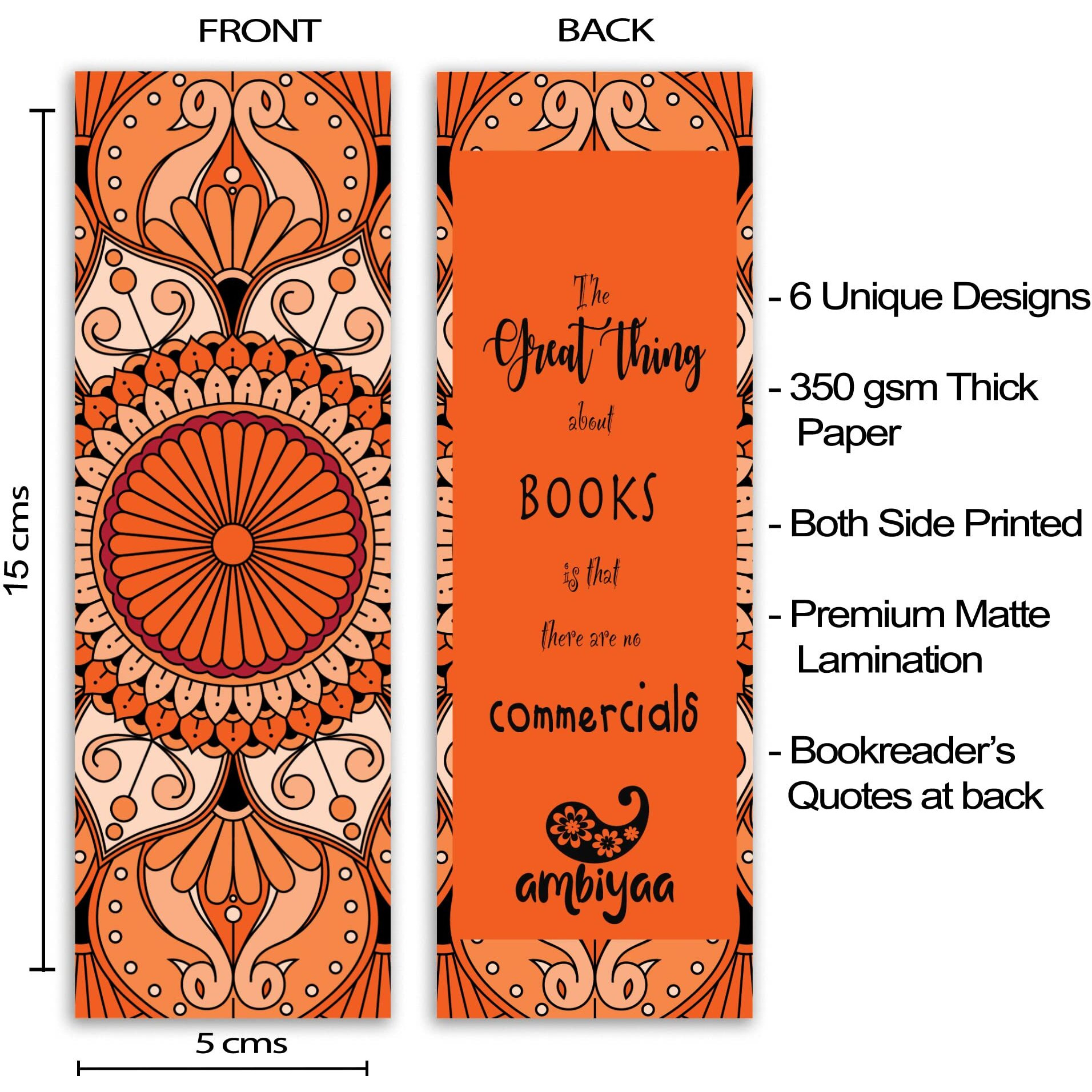 Ambiyaa Set Of 18 Handmade Mandala Bookmarks In Monochrome Colors