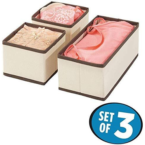 House Of Quirk Storage Box Set Of 3 Closet Dresser Drawer Organizer Cube Basket Bins Containers Divider With Utensils Drawers For Underwear, Bras, Socks, Ties, Scarves, (Pack Of 1 Beige) (Fabric)