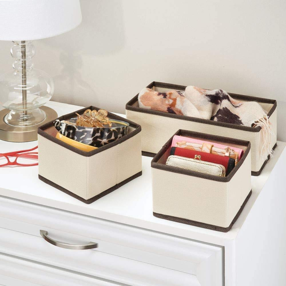 House Of Quirk Storage Box Set Of 3 Closet Dresser Drawer Organizer Cube Basket Bins Containers Divider With Utensils Drawers For Underwear, Bras, Socks, Ties, Scarves, (Pack Of 1 Beige) (Fabric)