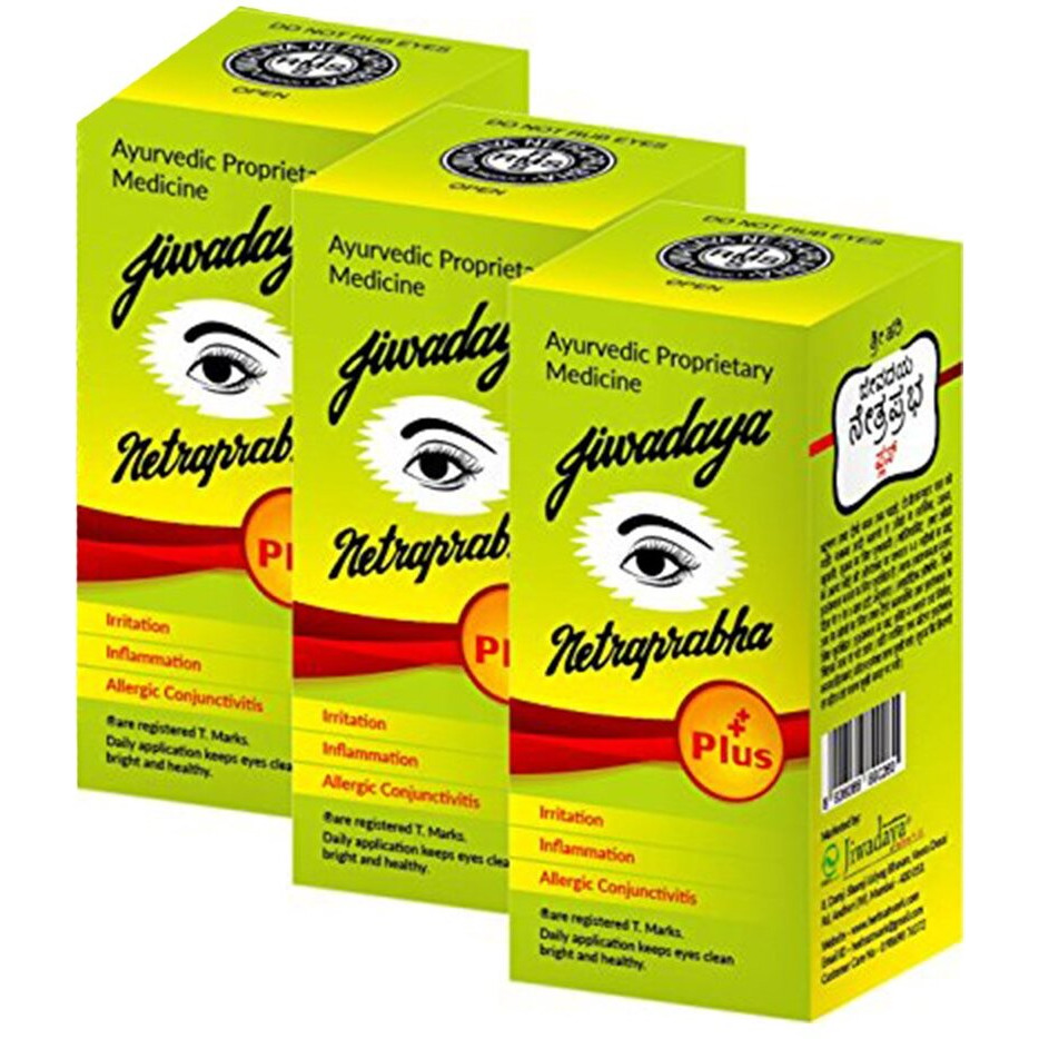 Jiwadaya Netraprabha Plus Ayurvedic Herbal Honey Base Eye Drops, Green, 10 Ml (Pack Of 3)