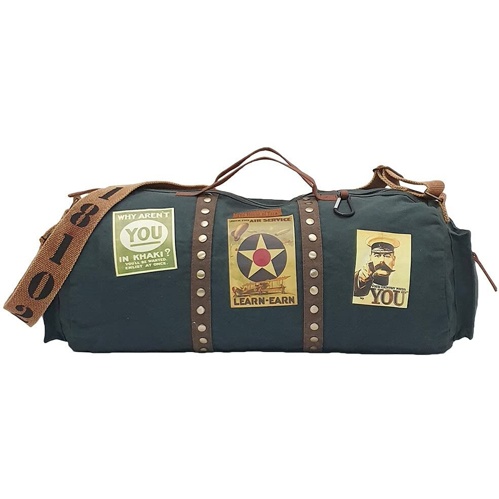 The House Of Tara Canvas Travel Duffle Bag 25 Litres | Sports Duffel | For Men And Women | Waterproof | Adjustable Broad Strap | Gym Bag | Airline Carry On Luggage | Quick Access Pockets | Combat Blue
