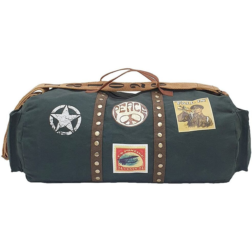 The House Of Tara Canvas Travel Duffle Bag 25 Litres | Sports Duffel | For Men And Women | Waterproof | Adjustable Broad Strap | Gym Bag | Airline Carry On Luggage | Quick Access Pockets | Combat Blue