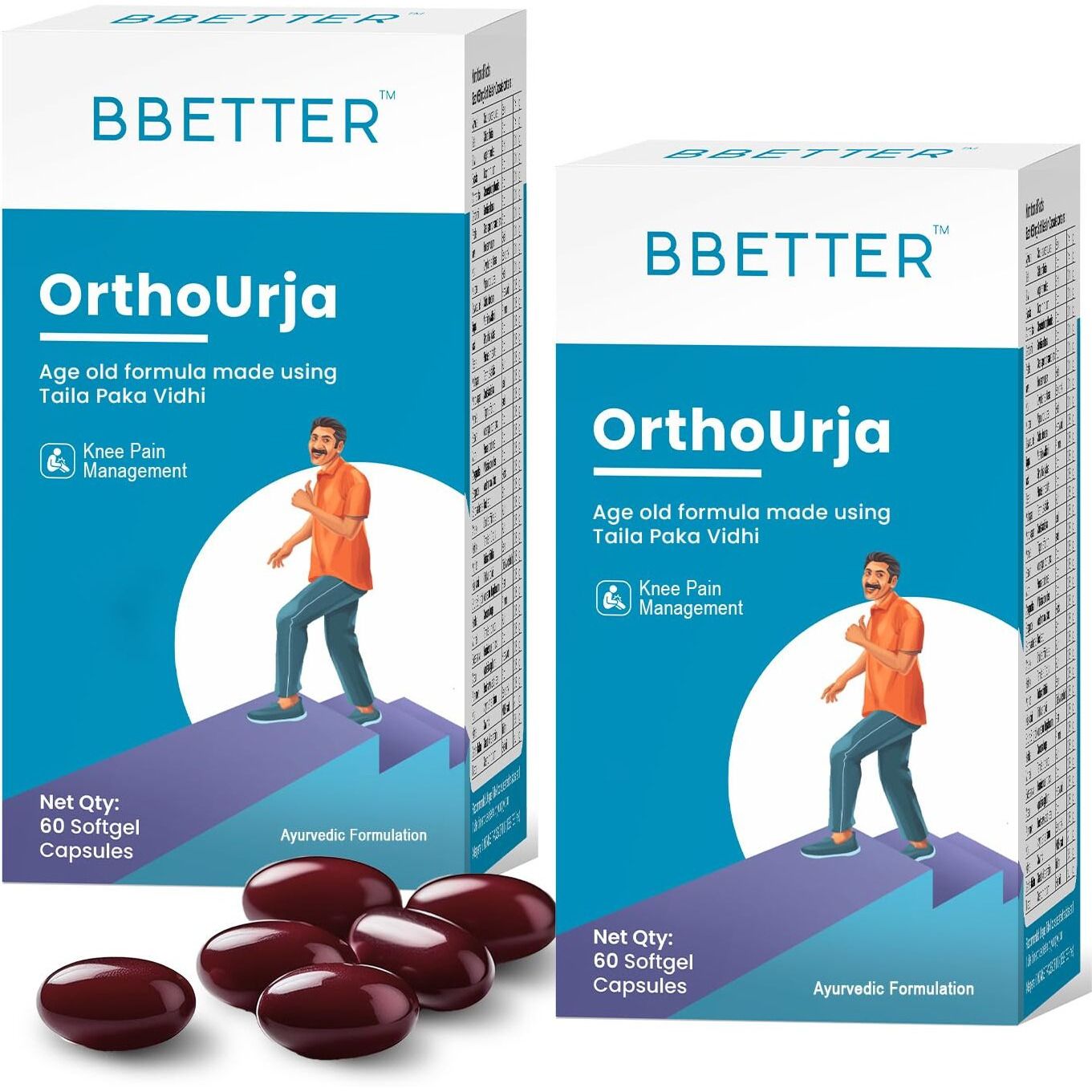 Bbetter Orthourja - Lab Tested Ayurvedic Medicine For Knee Pain, Joint Pain & Arthiritis Relief | Made By Taila Paka Vidhi Method | 120 Softgels