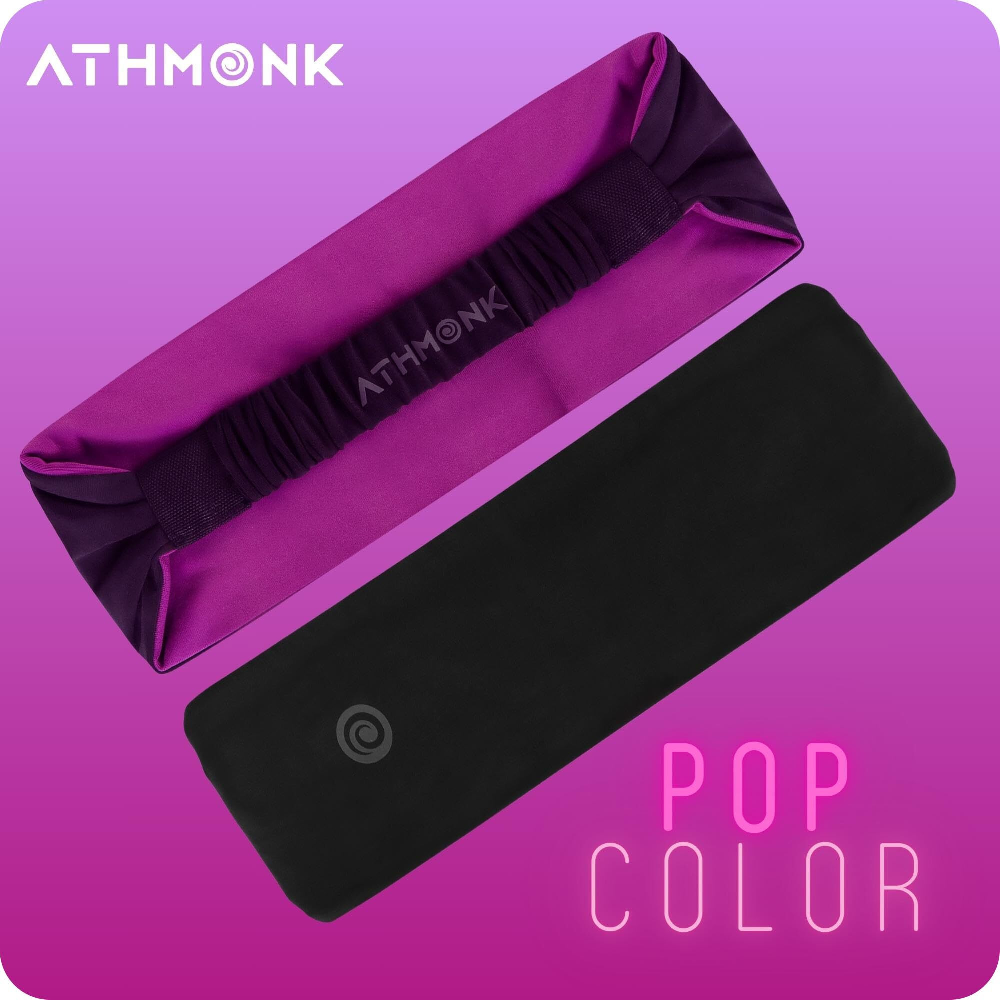 Athmonk Lycra Multipurpose Reversible Headband For Men Women, Colorful Stylish Sweatband Quick Dry Manage Long Hair Wide Snug Fit Elastic For Sports, Running, Gym, Cricket, Badminton, Black
