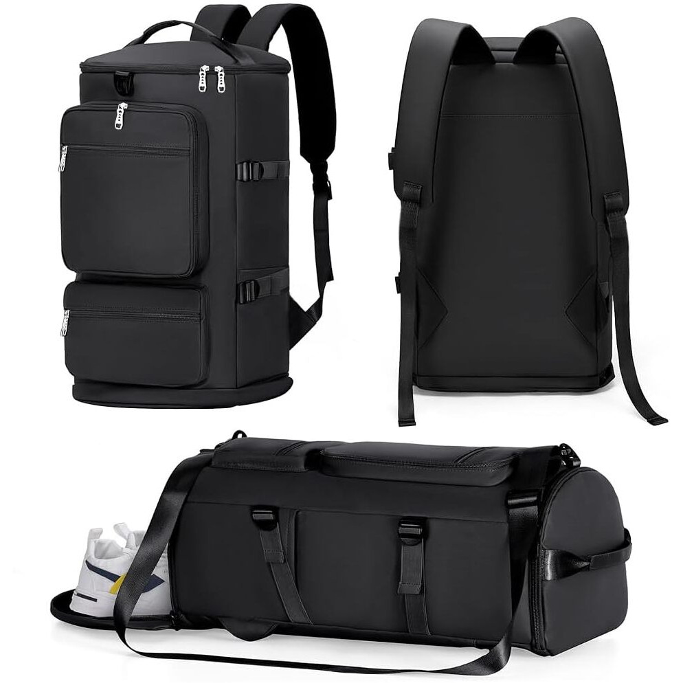 Gustave 40L Gym Bag, Waterproof Fitness Duffel Backpack With Shoe Compartment, Yoga Mat Strap, Travel Luggage Bag For Workout, Sports, Hiking, Camping, Nylon Lightweight & Durable With Shoulder Strap