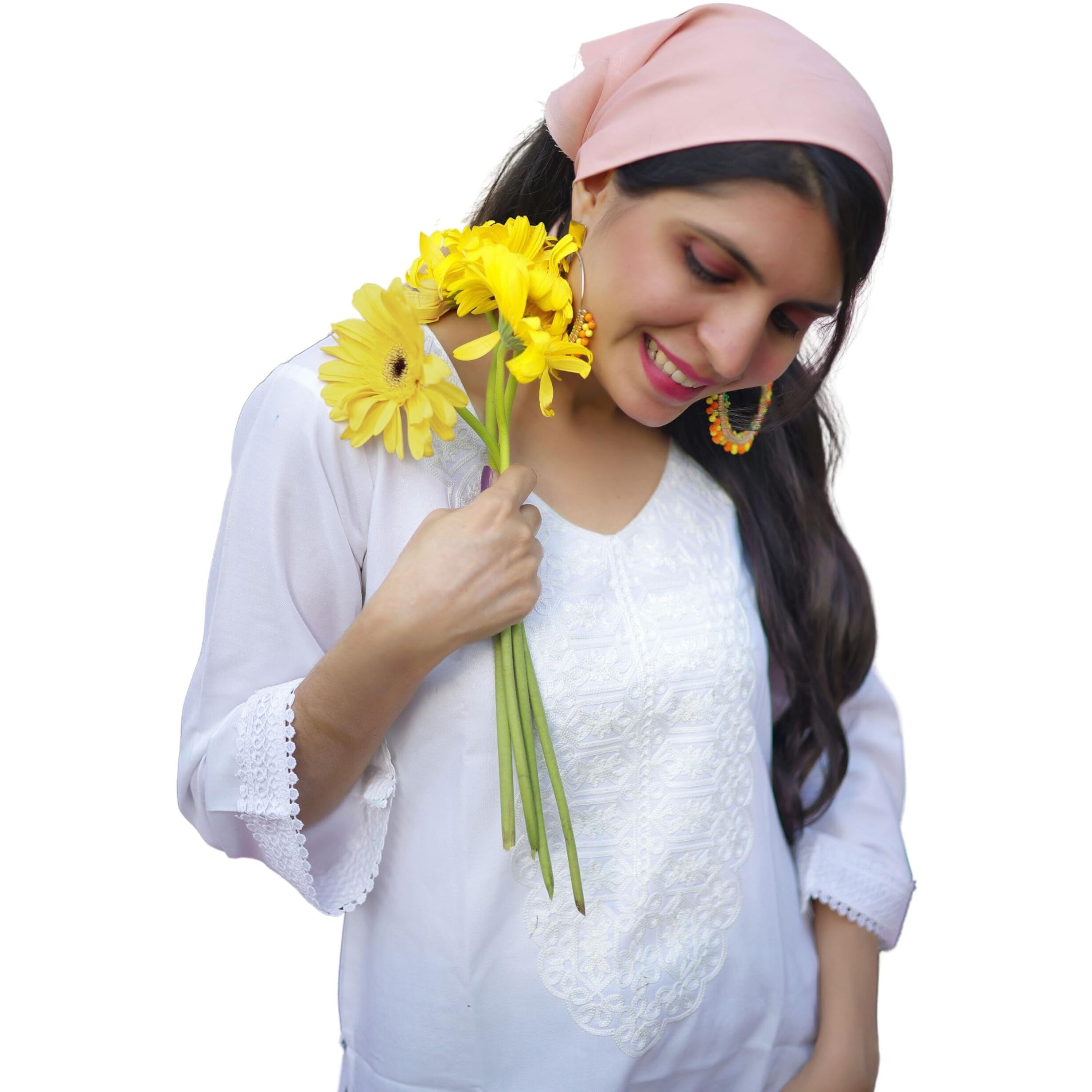 Ethnicjunction Women's Rayon Embroidered White Straight Short Kurti Summer Kurti Top For Office Women's Tunics Tops Tops For Jeans For Women Short Kurti For Women