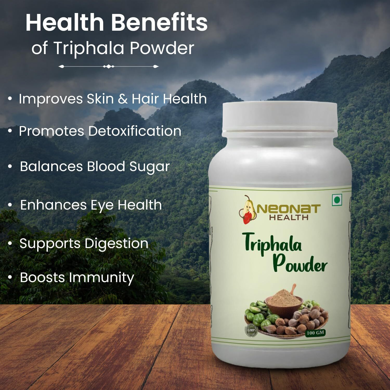 Neonat Health Triphala Powder / Churna 100Gm, Natural Immunity Booster For Men And Women, Rich In Antioxidants Stress Relief And Digestive Support, Ayurvedic Blend Of Amla, Haritaki And Bibhitaki Herbal Wellness