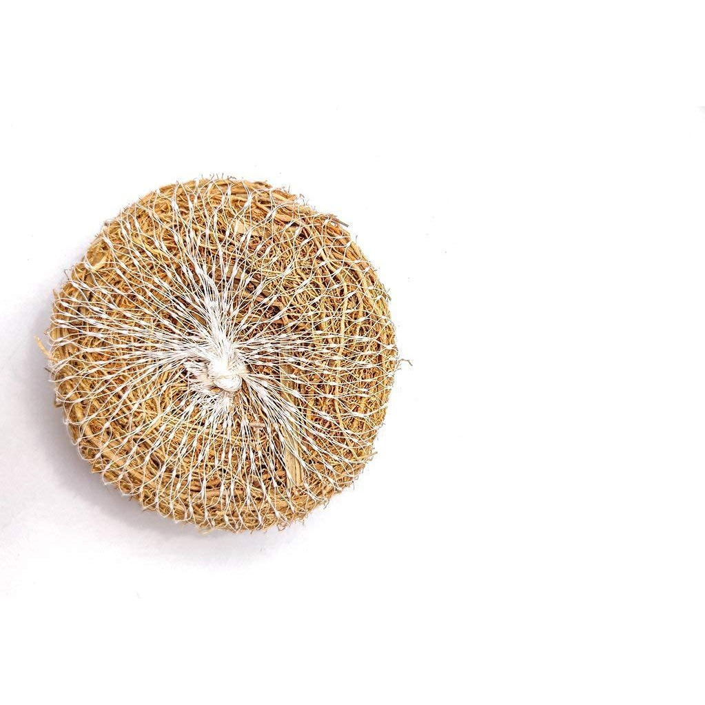 Orgo Dream Vetiver Scrub Natural Loofah Pad-Handmade Ayurvedic Kerala Ramacham Scrubber Made Of Khus Roots-Skin Exfoliating Organic Round Shower Loofah & Bath Sponge-Vegan Body Brush (Pack Of 5)